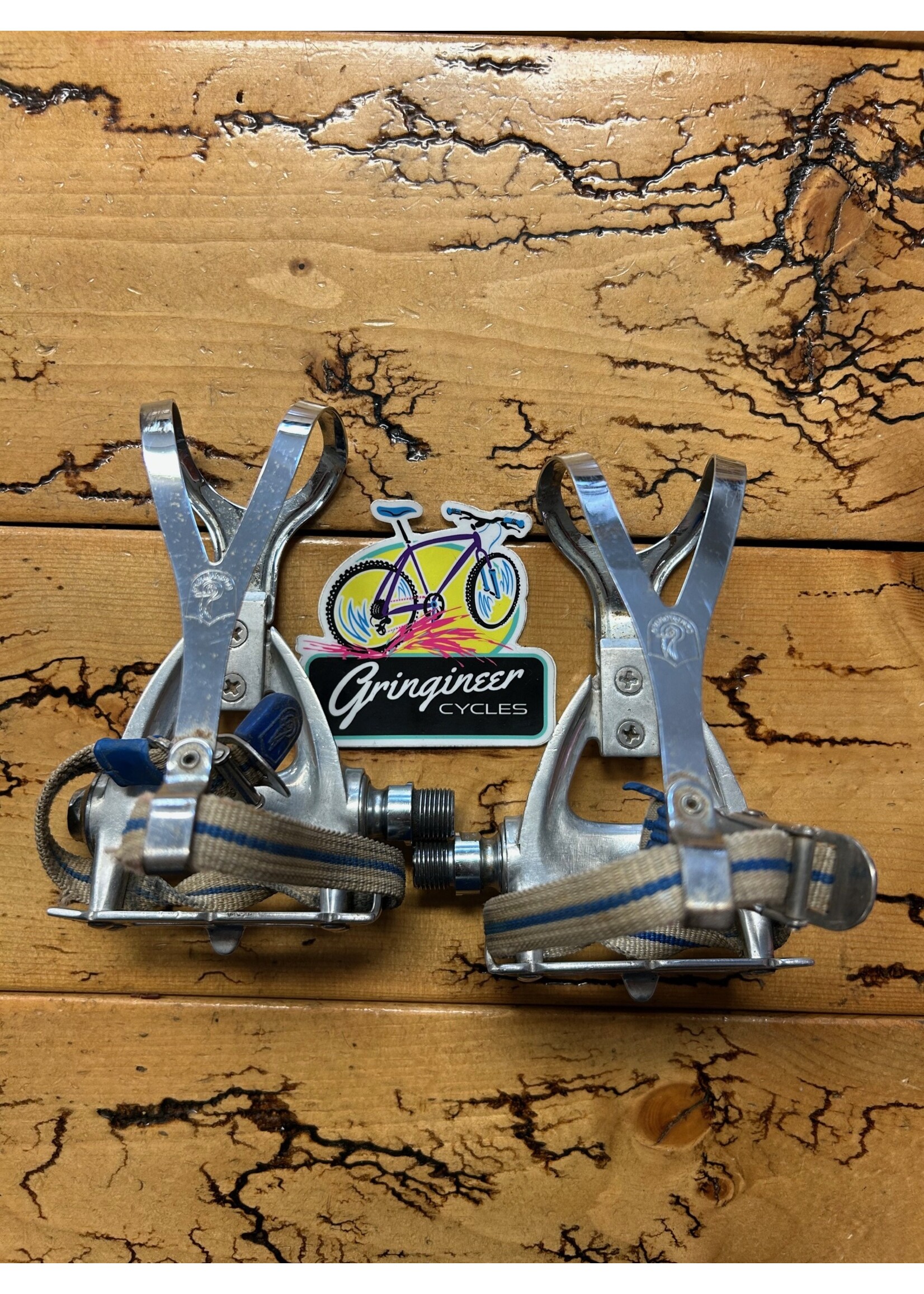 Campagnolo Campagnolo Victory Pedals with XL Campagnolo Cages and Toe Straps