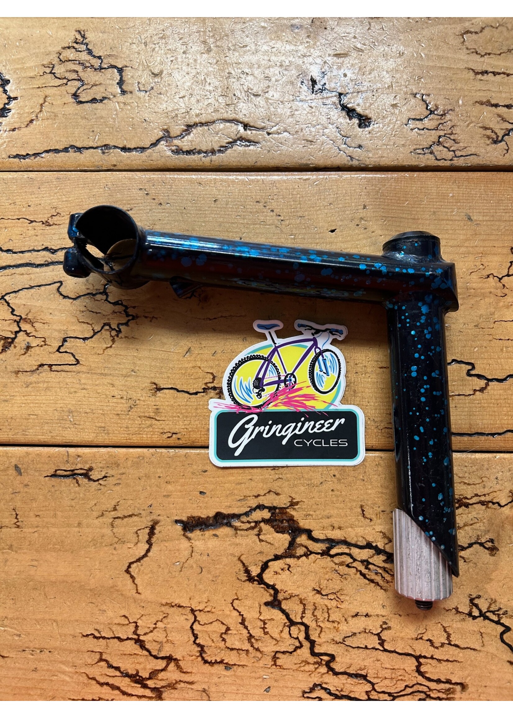 GT GT 130mm  Black and Blue Splatter 1 1/8 25.4mm Quill Stem