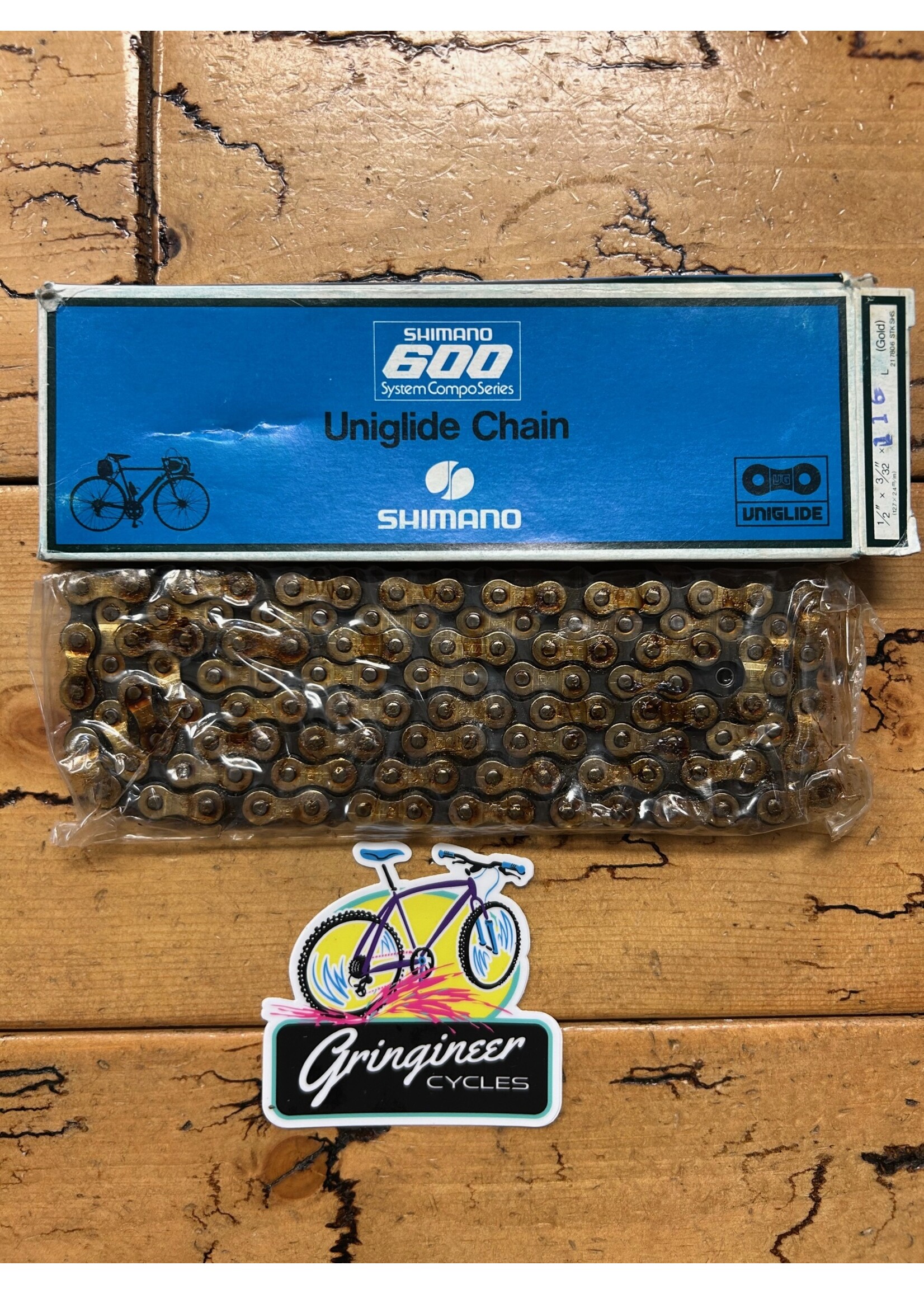 SHIMANO Shimano 600 CN-6110 Gold Uniglide 1/2x3/32 116 Links Chain NOS