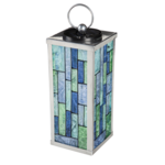 Evergreen Solar Blue Stained Glass Finish Lantern
