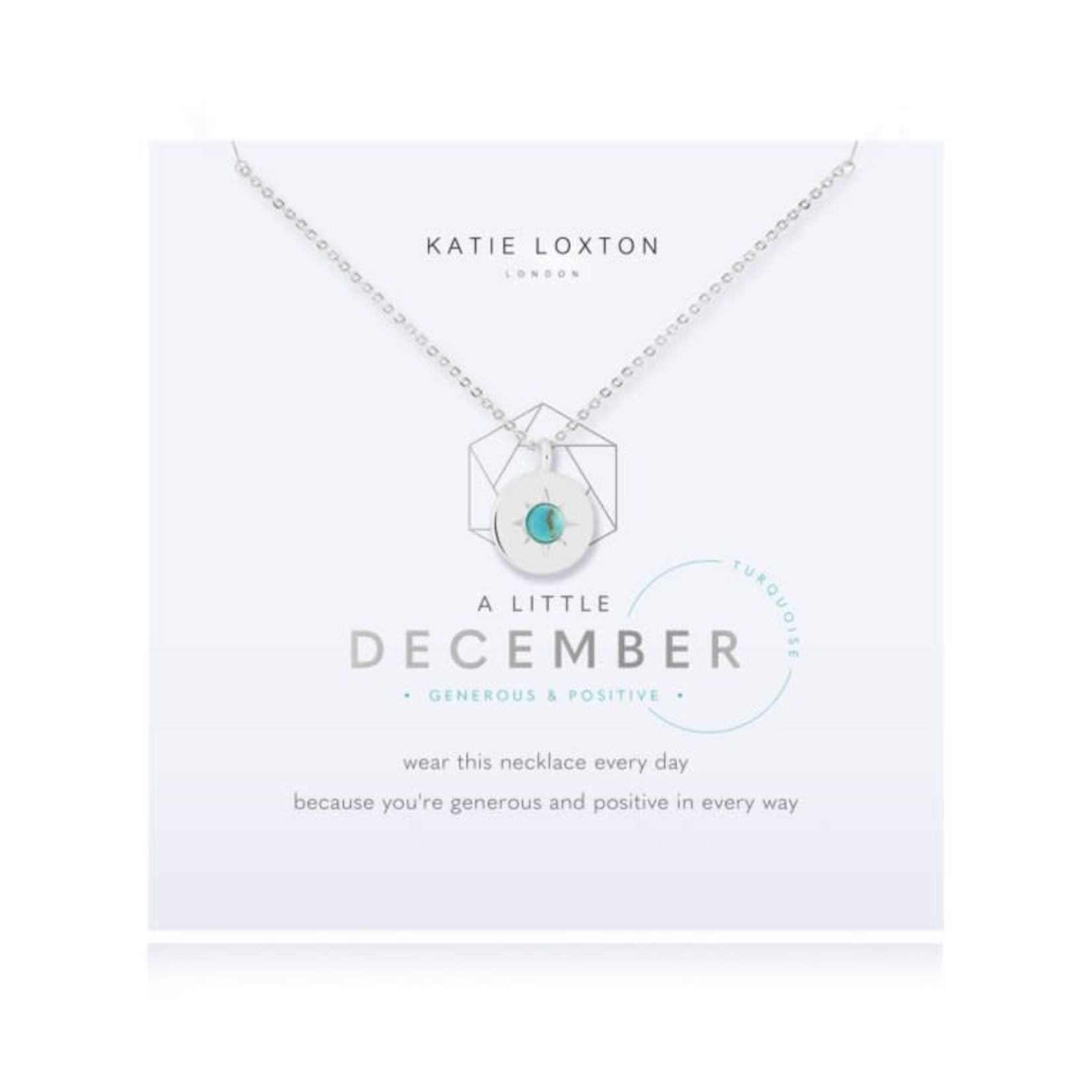 Katie Loxton BIRTHSTONE A LITTLE NECKLACE | DECEMBER TURQUOISE | Silver | Necklace | 18" + 2" extender