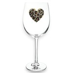 The Queen's Jewels Leopard Heart Stemmed Wine Glass
