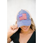 Judith March Rhinestone American Flag Hat