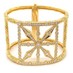 Jewelry By Danuta - Gold Drawer Diamond & 18 kt solid Gold Wide Bangle Bracelet,1.5 “wide , 3.12ct Dia