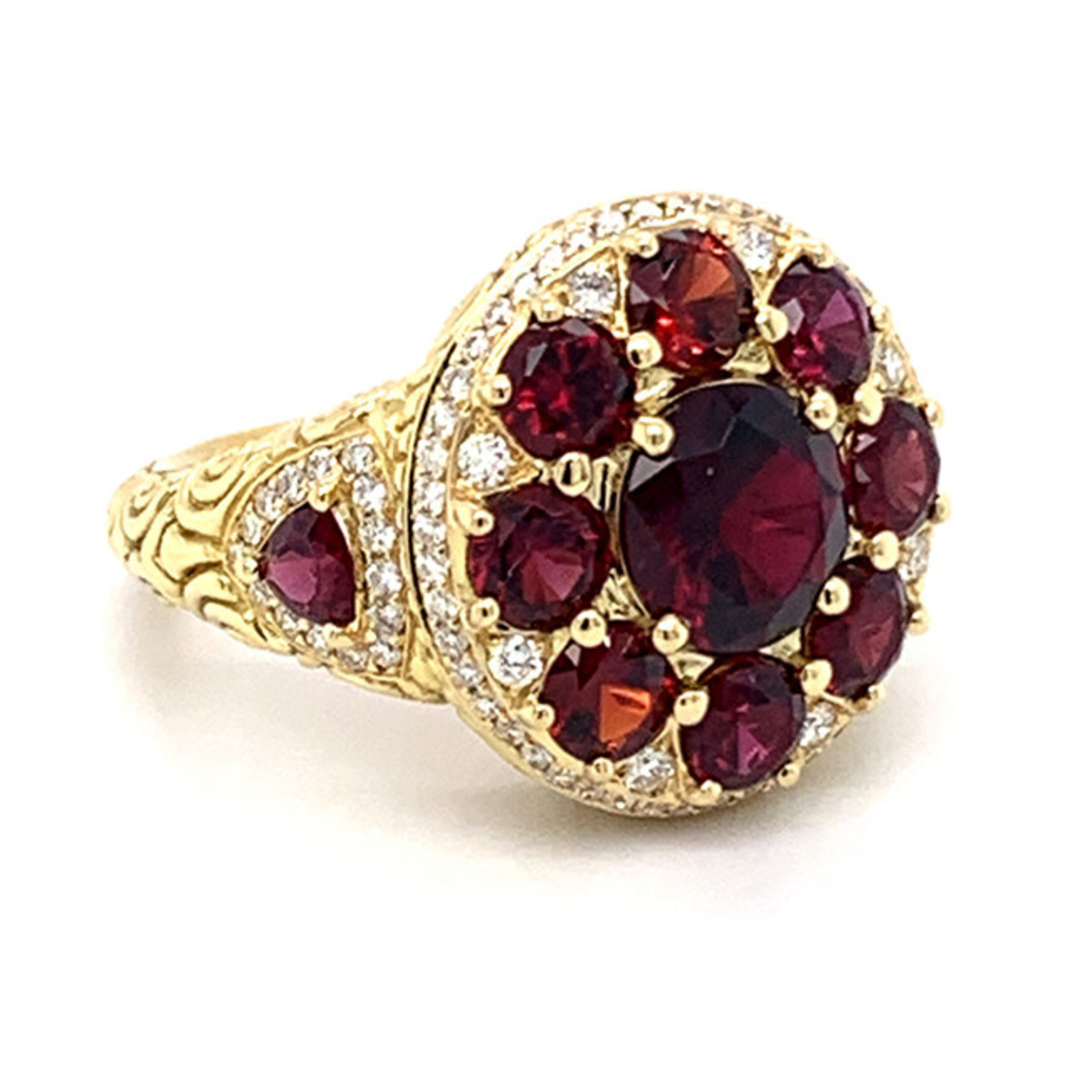 Jewelry By Danuta - Gold Drawer Garnet & Diamond Gold Ring 1.48ct G, .45ct D