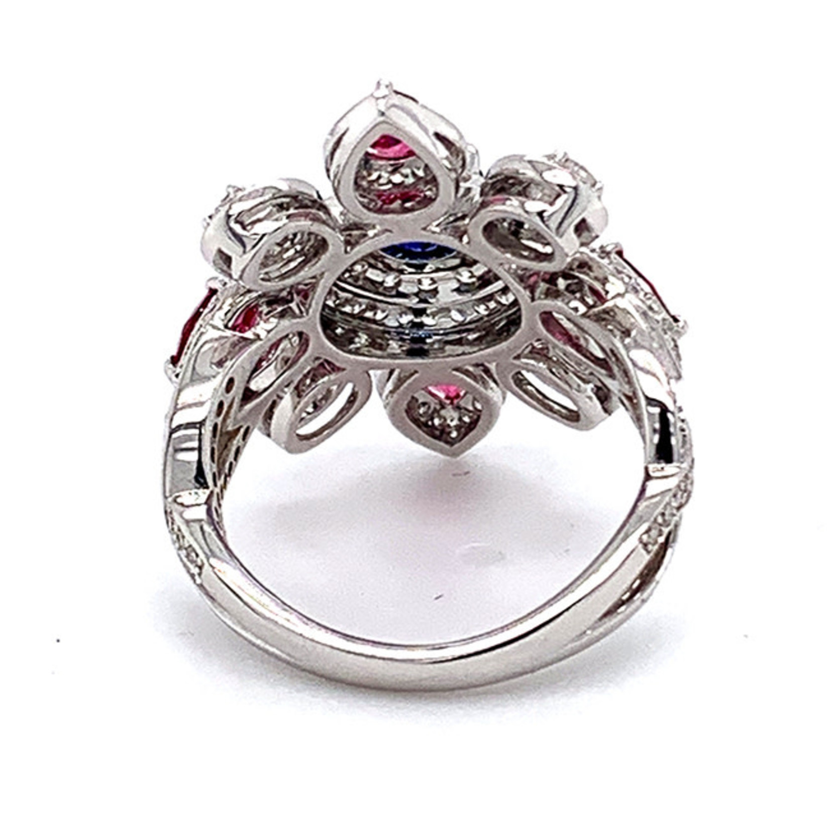 Jewelry By Danuta - Gold Drawer Blue Sapphire & Pink Pink Spinels and Diamond 18 kt  Gold Ring
