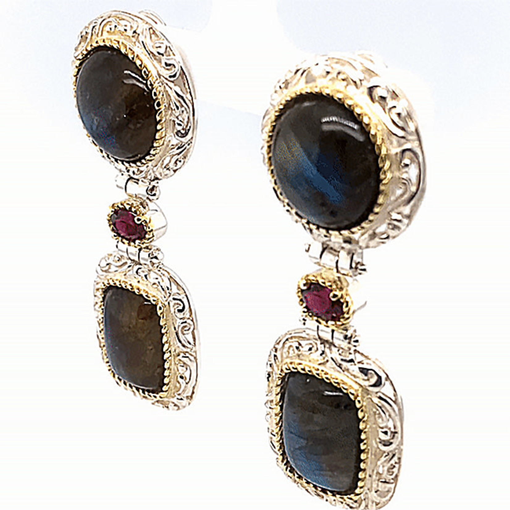 Jewelry By Danuta - Silver Drawer Labradorite & Garnet Silver Earrings