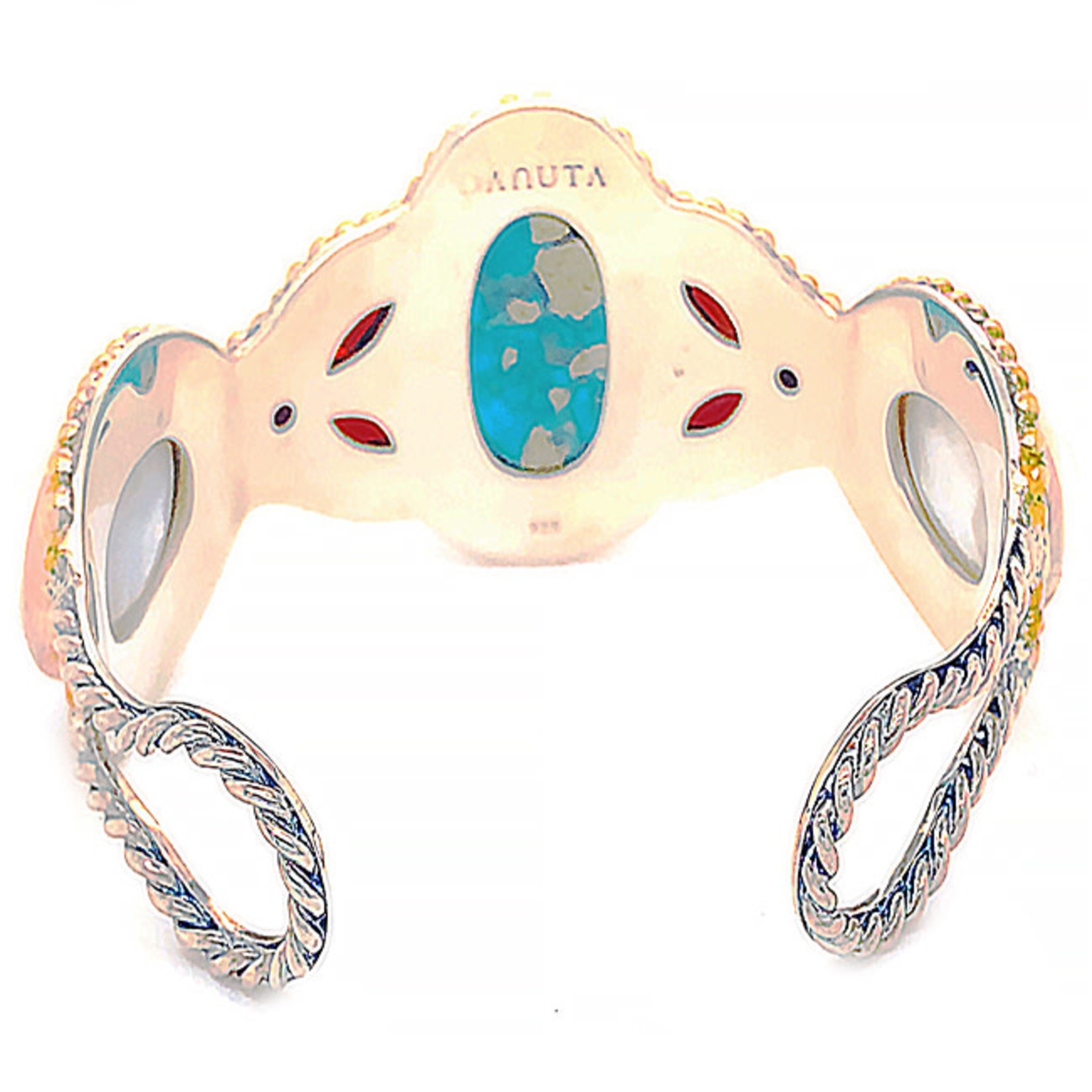 Jewelry By Danuta - Silver Drawer Turquoise & Pearl & Garnet Silver Bangle Bracelet