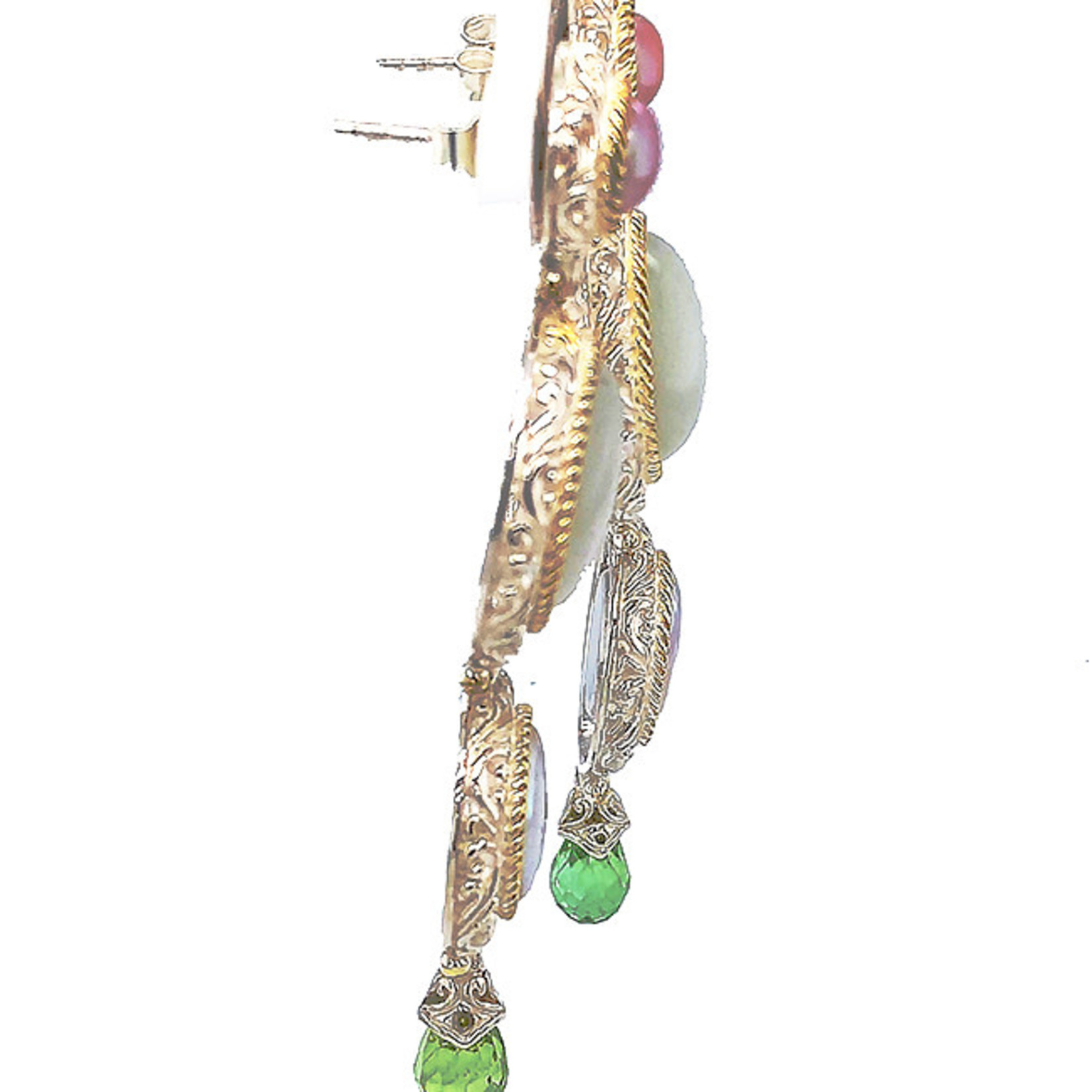 Jewelry By Danuta - Silver Drawer MoonStone & Pearl & Peridot Silver Earrings