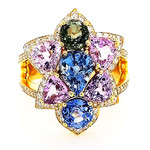 Jewelry By Danuta - Gold Drawer Pink & Natural  Sapphire 5.44ct & .57ct Diamond Gold Ring