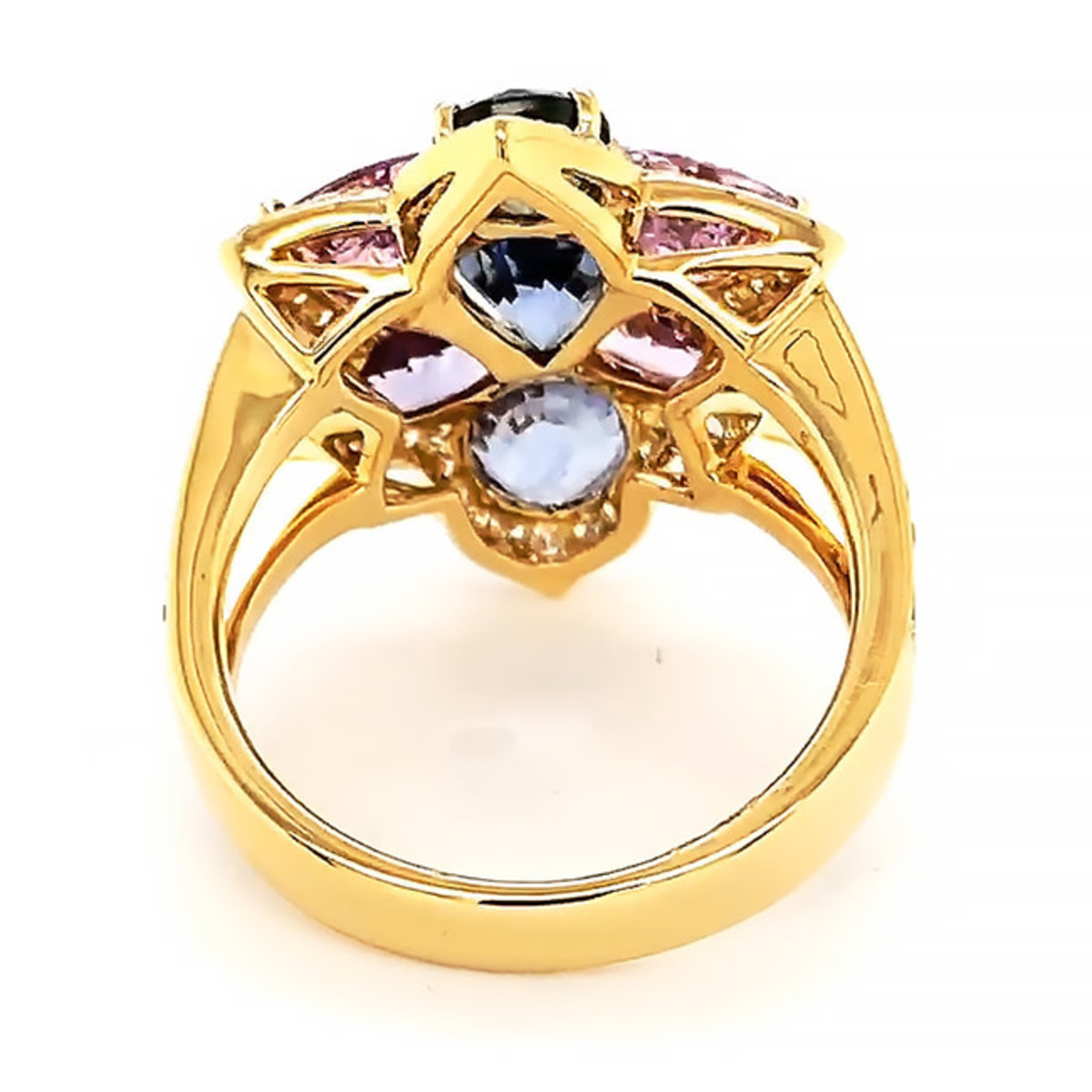 Jewelry By Danuta - Gold Drawer Pink & Natural  Sapphire 5.44ct & .57ct Diamond Gold Ring
