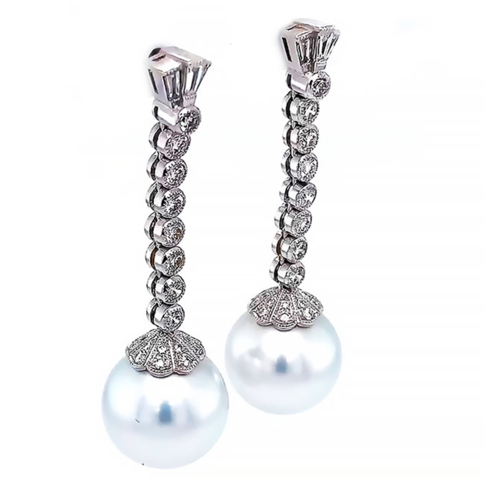 Jewelry By Danuta - Gold Drawer South Sea Pearls & Diamond Gold Earrings Enquire for price