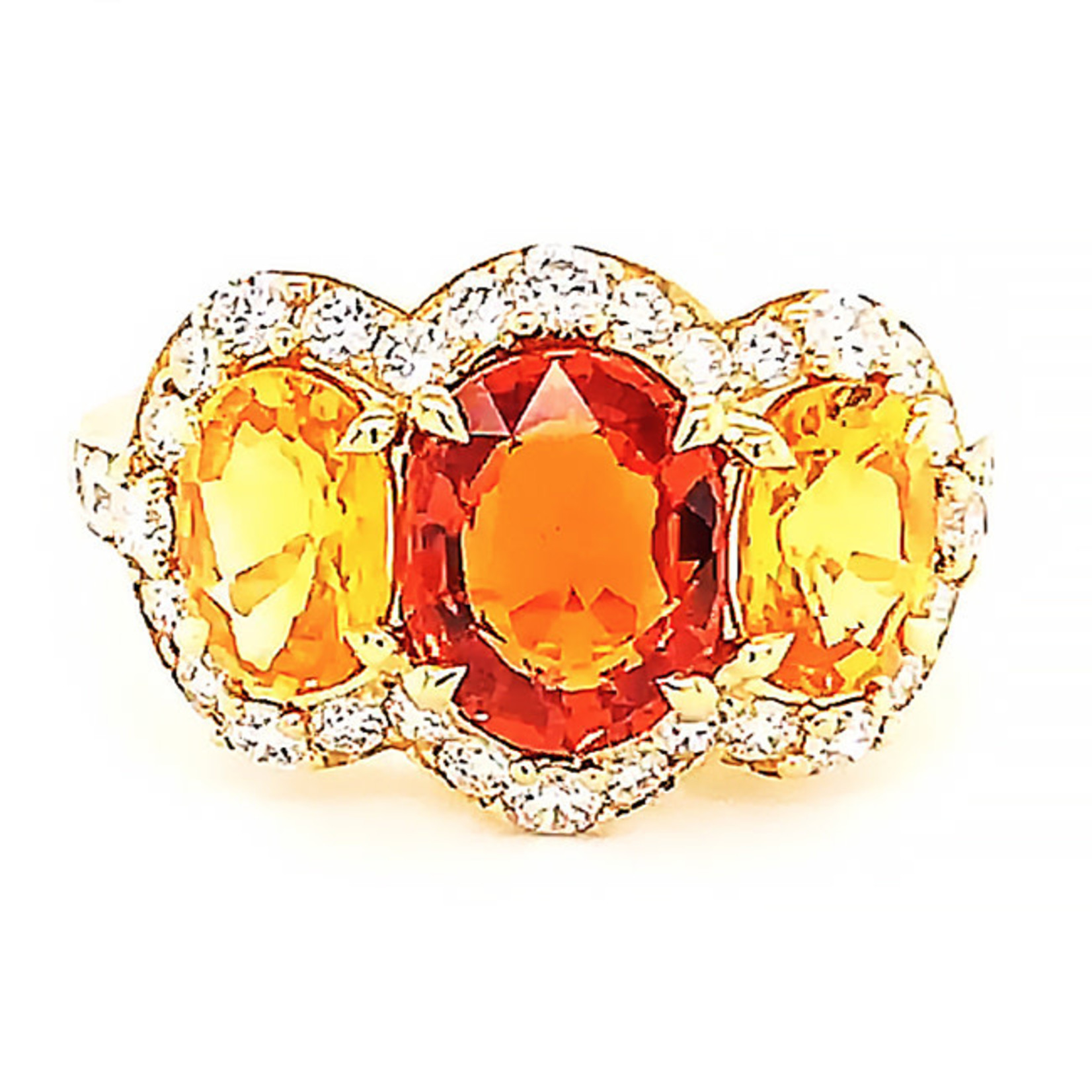 Jewelry By Danuta - Gold Drawer Orange & Yellow Sapphire & Diamond Gold Ring