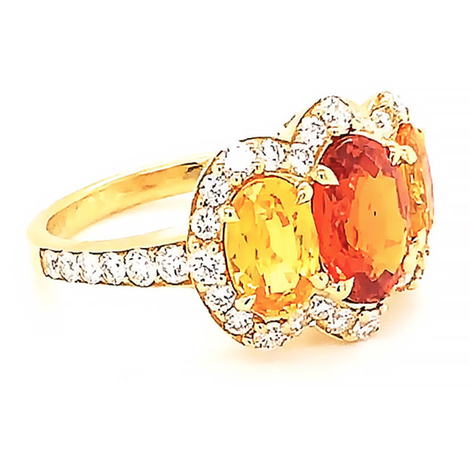Jewelry By Danuta - Gold Drawer Orange & Yellow Sapphire & Diamond Gold Ring