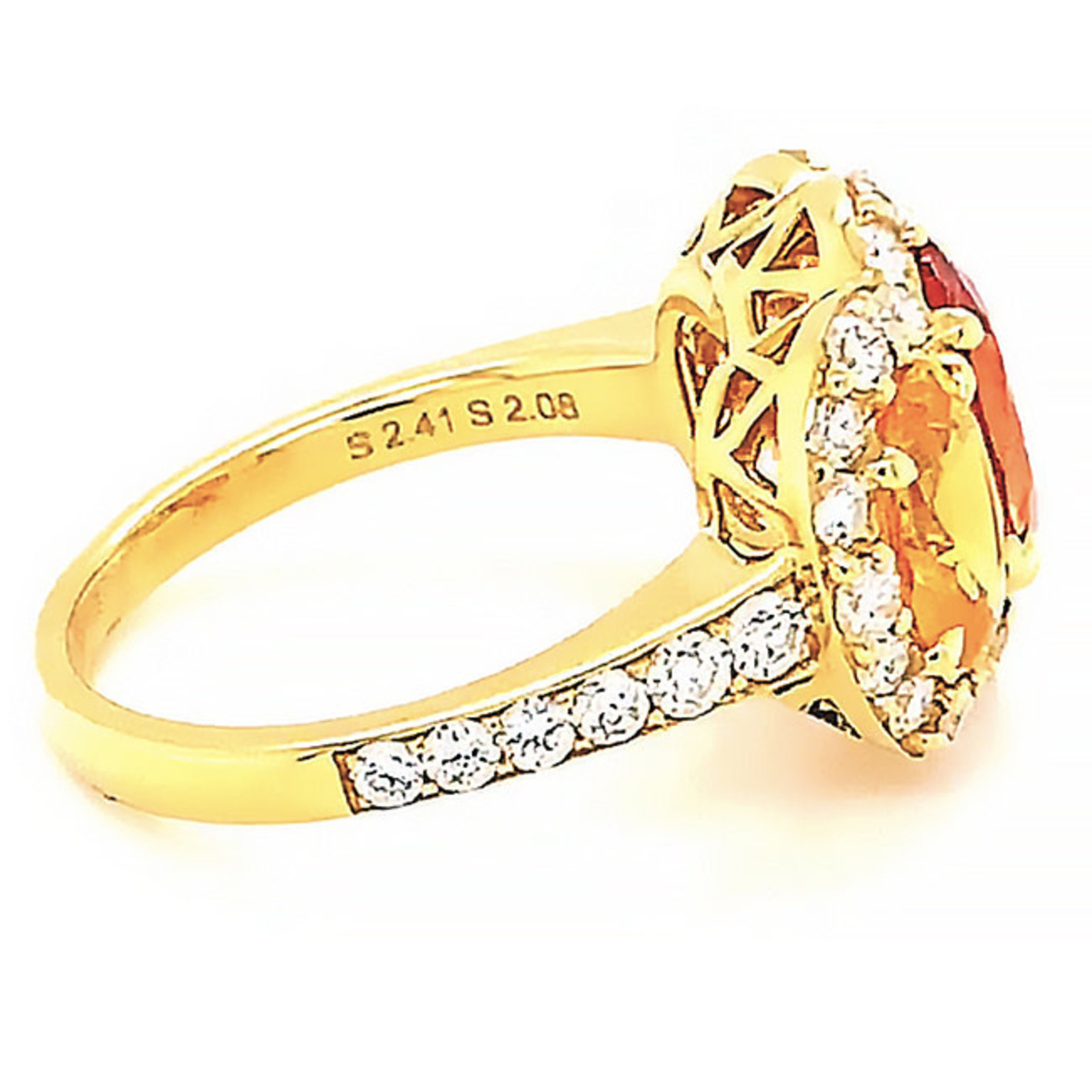 Jewelry By Danuta - Gold Drawer Orange & Yellow Sapphire & Diamond Gold Ring