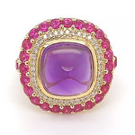 Jewelry By Danuta - Gold Drawer Amethyst & Ruby & Diamond Gold Ring