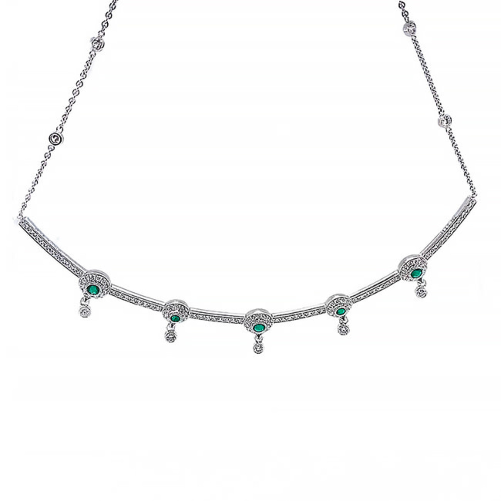 Jewelry By Danuta - Gold Drawer Emerald & Diamond White Gold Necklace, .56ct E, 1.72ct D