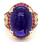 Jewelry By Danuta - Gold Drawer Canachon Tanzanite & Ruby Gold Ring, 19.96ct Tanzania, 1.22ct R