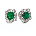 Jewelry By Danuta - Platinum Drawer Emerald & Diamond Platinum Earrings