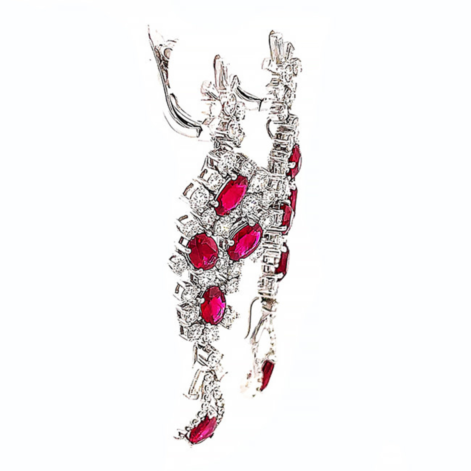Jewelry By Danuta - Platinum Drawer Ruby & Diamond Platinum Earrings .Enquire for price