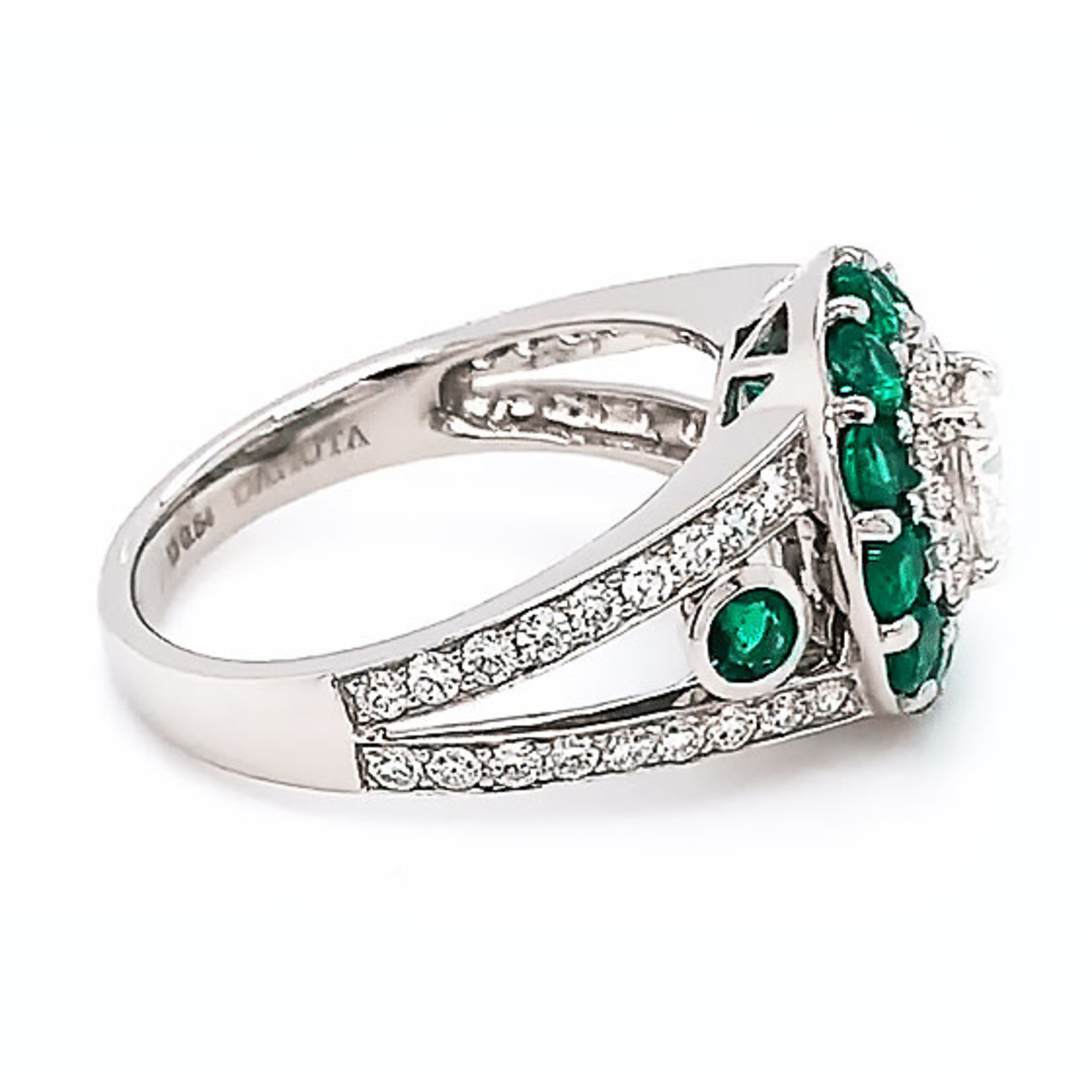 Jewelry By Danuta - Platinum Drawer Center Diamond & Emerald Platinum Ring,1.09 Emeralds, .45ct Dia EVVS