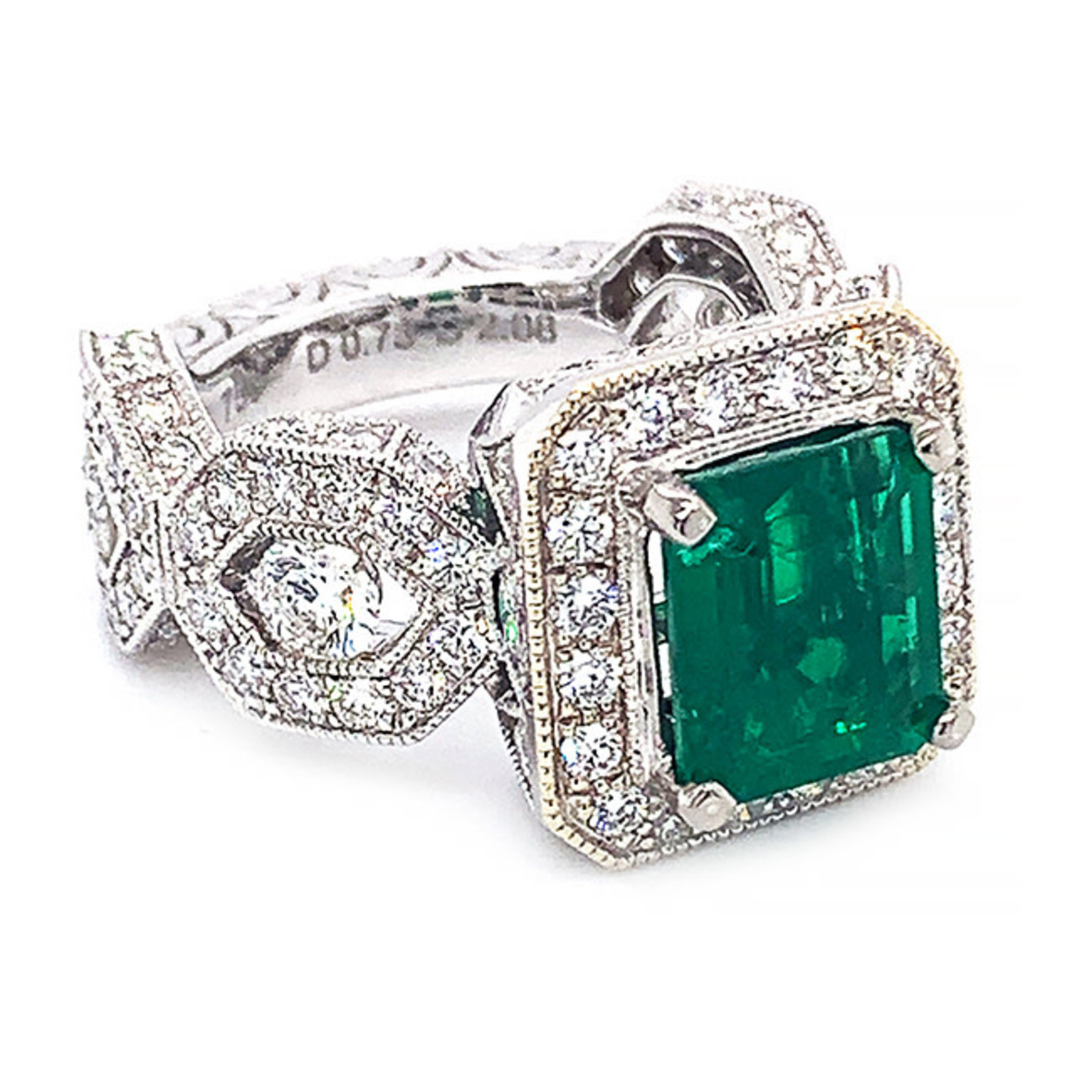 Jewelry By Danuta - Platinum Drawer Colombian Emerald & Diamond Platinum Ring,2.5 Ct CE,2.81ctD