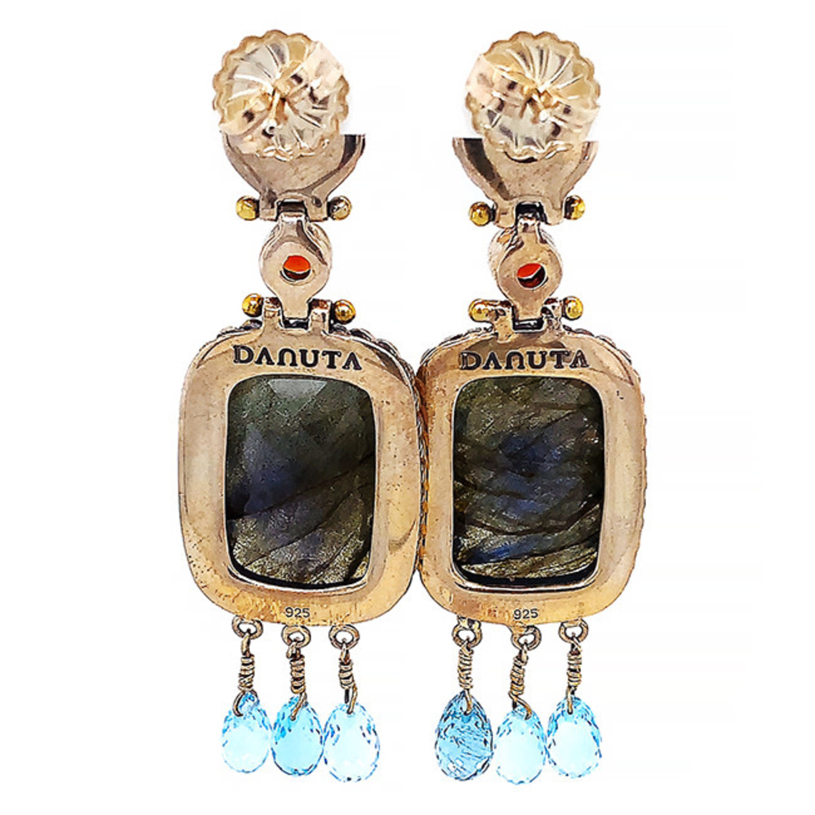 Jewelry By Danuta - Silver Drawer Labradorite & Aqua & Peridot & Garnets  Silver Earrings