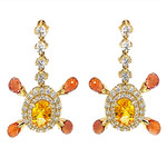 Jewelry By Danuta - Gold Drawer 8.67ct Orange & Yellow Sapphire & 1.56ctDiamond Gold Earrings