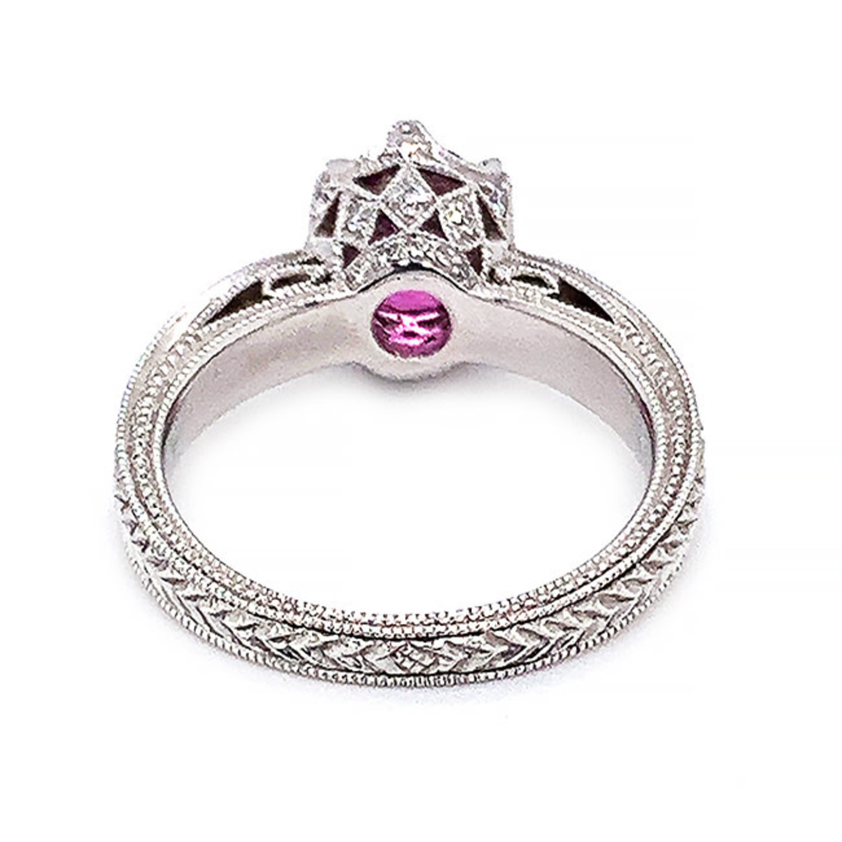 Jewelry By Danuta - Platinum Drawer Pink Sapphire 1.30ct & Diamond .39ctPlatinum Ring
