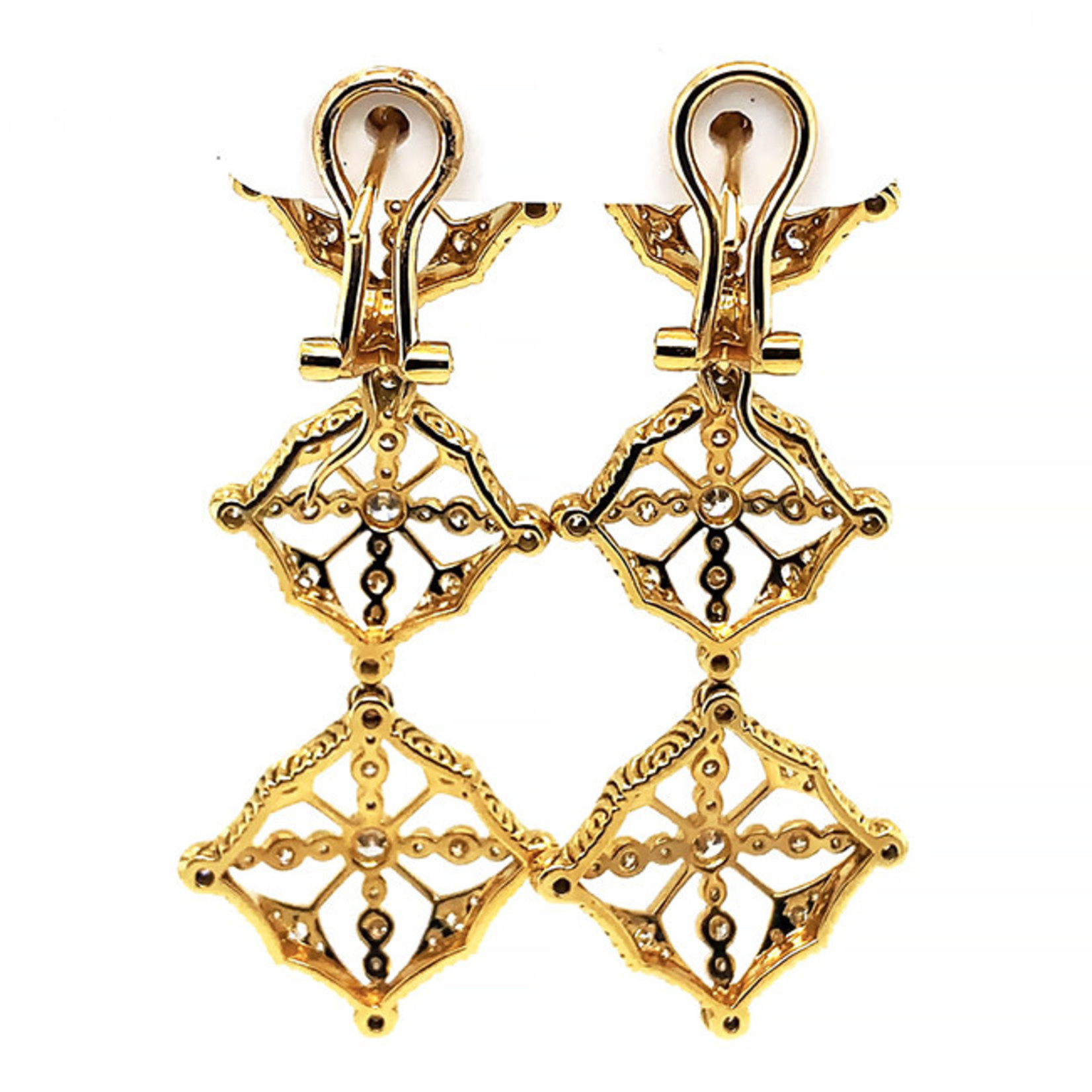 Jewelry By Danuta - Gold Drawer White Diamond 18kt. Gold Earrings