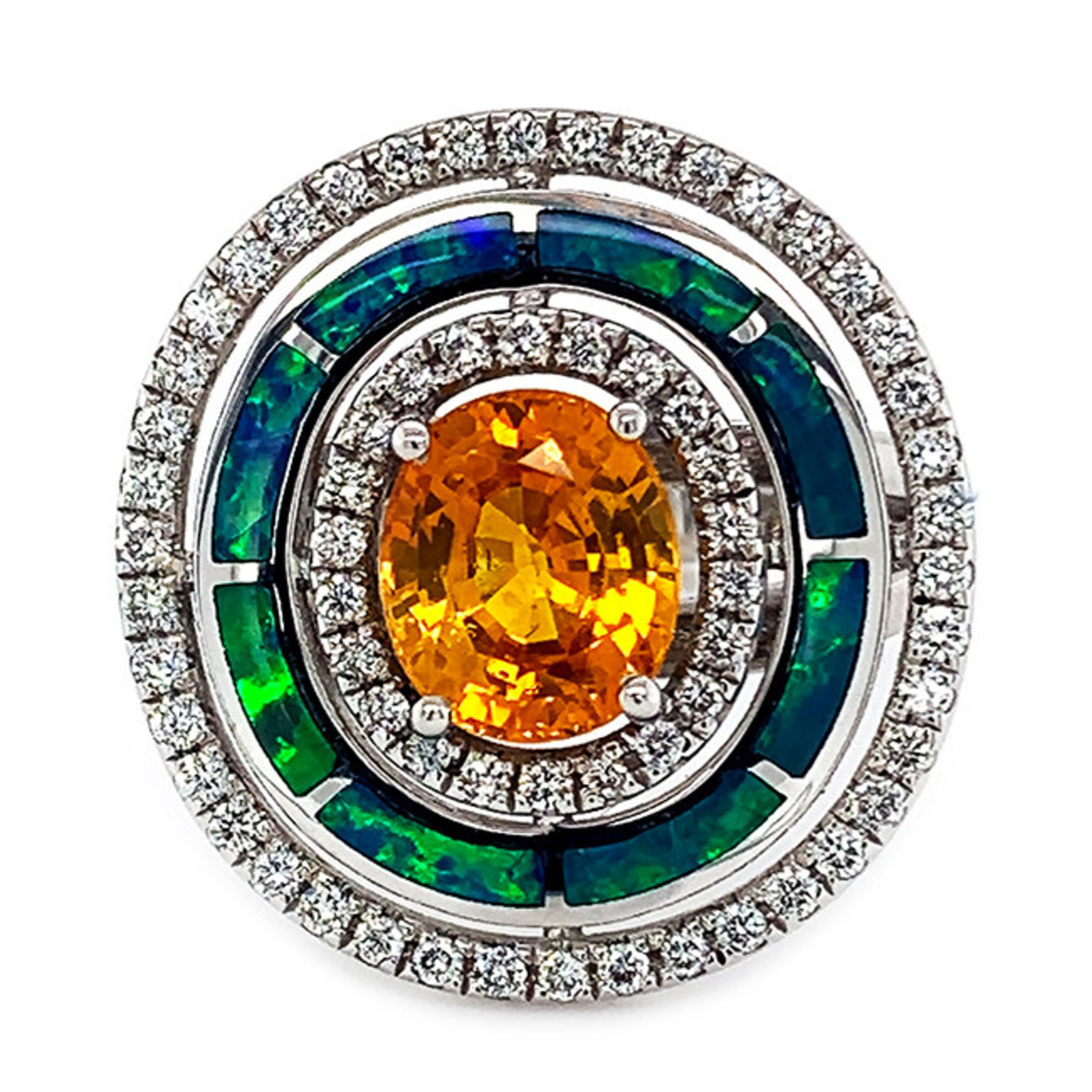 Jewelry By Danuta - Gold Drawer Yellow Sapphire & Australian Opal & Diamond Gold Ring