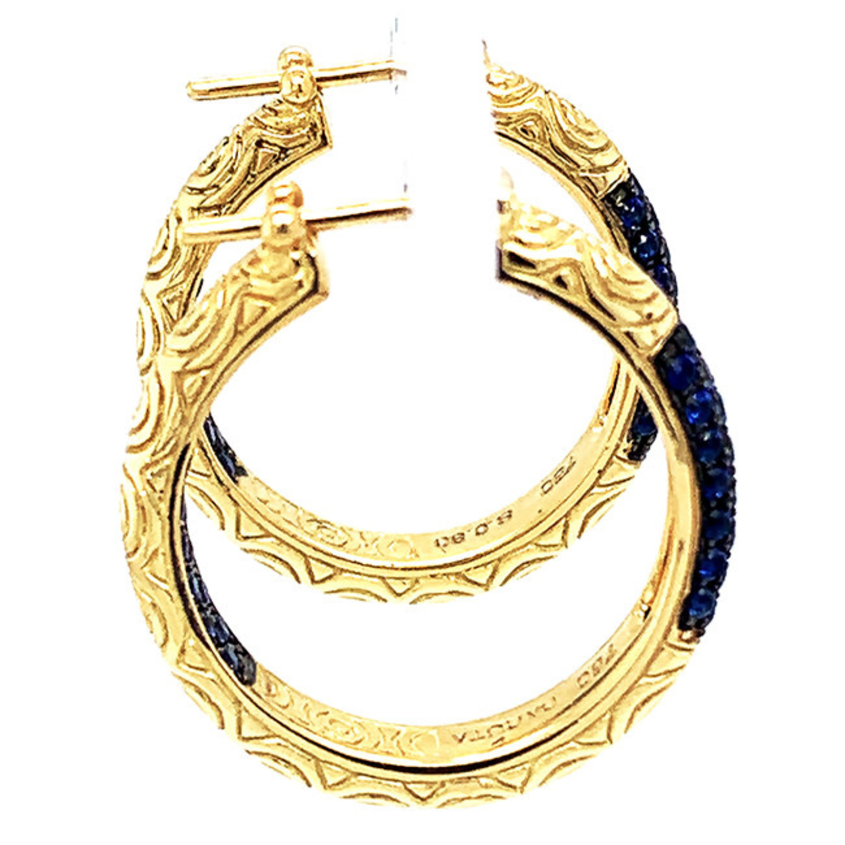 Jewelry By Danuta - Gold Drawer Sapphire & 18kt. Gold Hoop Earrings Enquire  for price