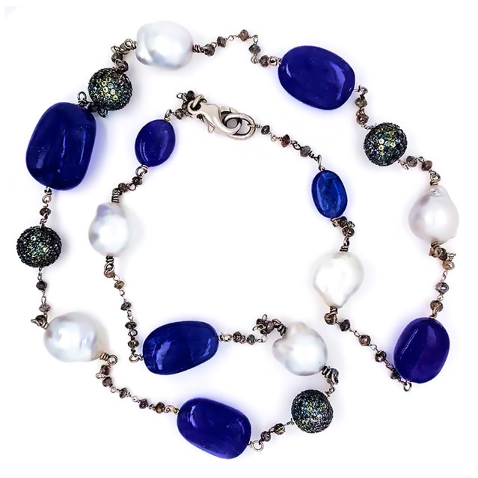 Jewelry By Danuta - Silver Drawer Pearl & Gemstone Silver Necklace
