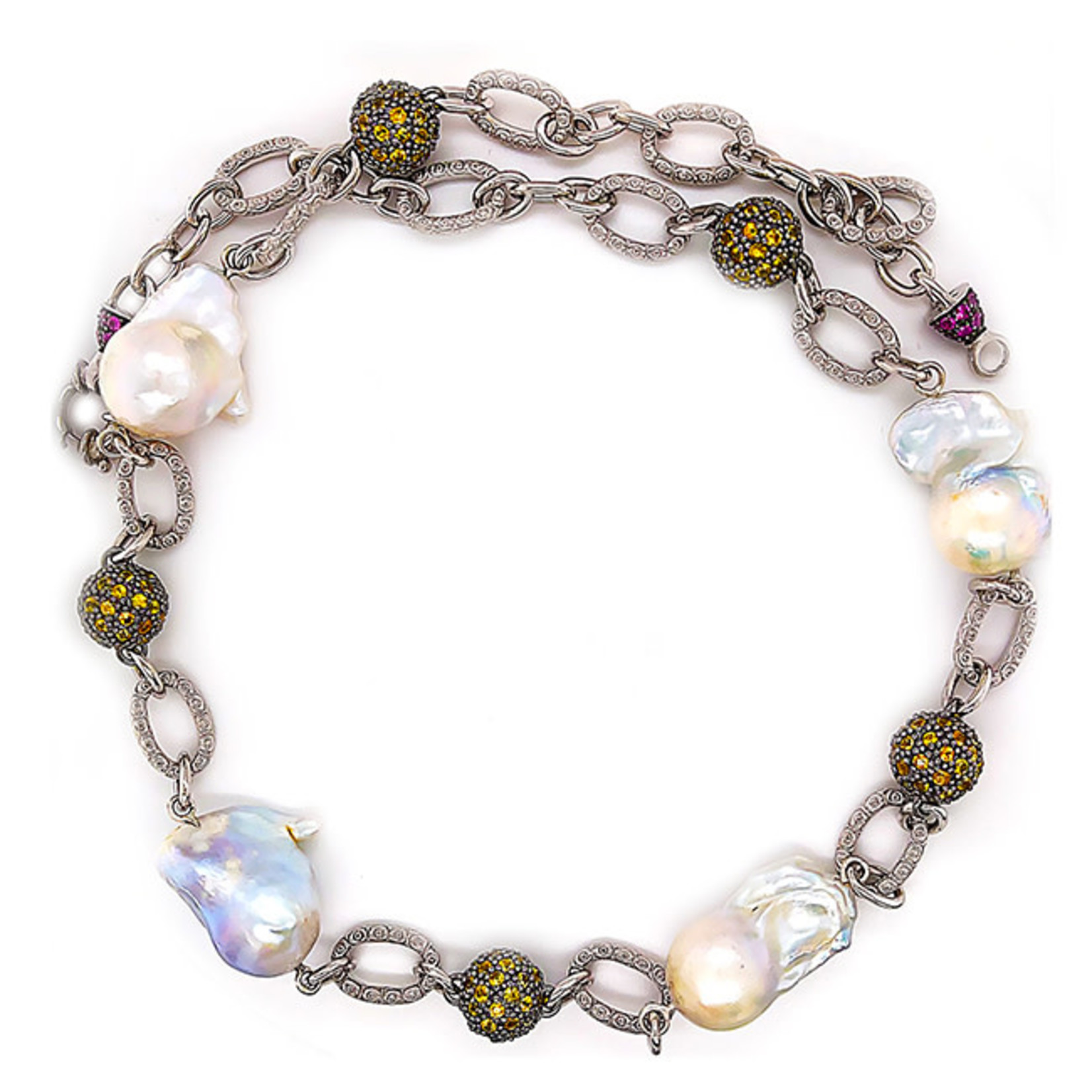 Jewelry By Danuta - Silver Drawer Pearl & Gemstone Silver Necklace