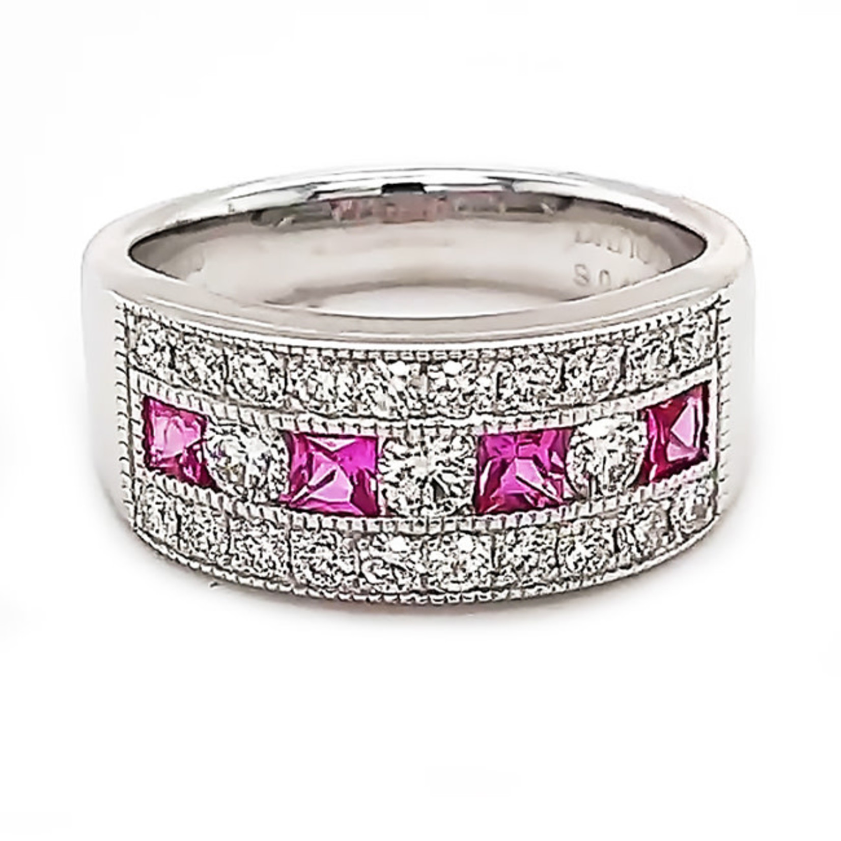 Jewelry By Danuta - Platinum Drawer Pink Sapphire Sapphire & Diamond Platinum Ring