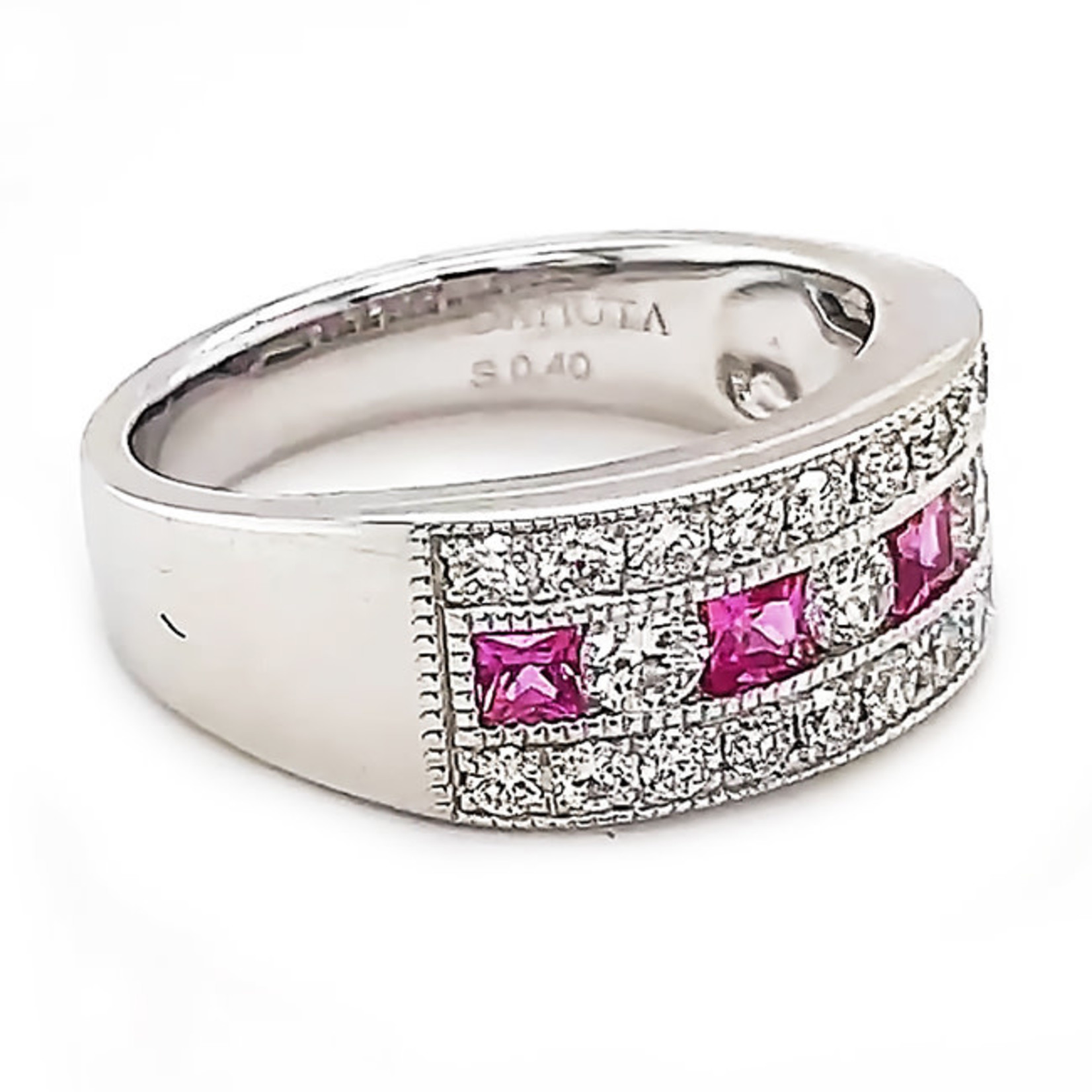 Jewelry By Danuta - Platinum Drawer Pink Sapphire Sapphire & Diamond Platinum Ring
