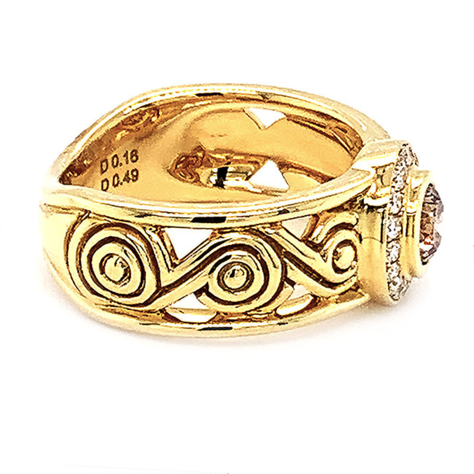 Jewelry By Danuta - Gold Drawer Cognac Diamond Gold Ring,.49 ct C Dia, .16ct Dia