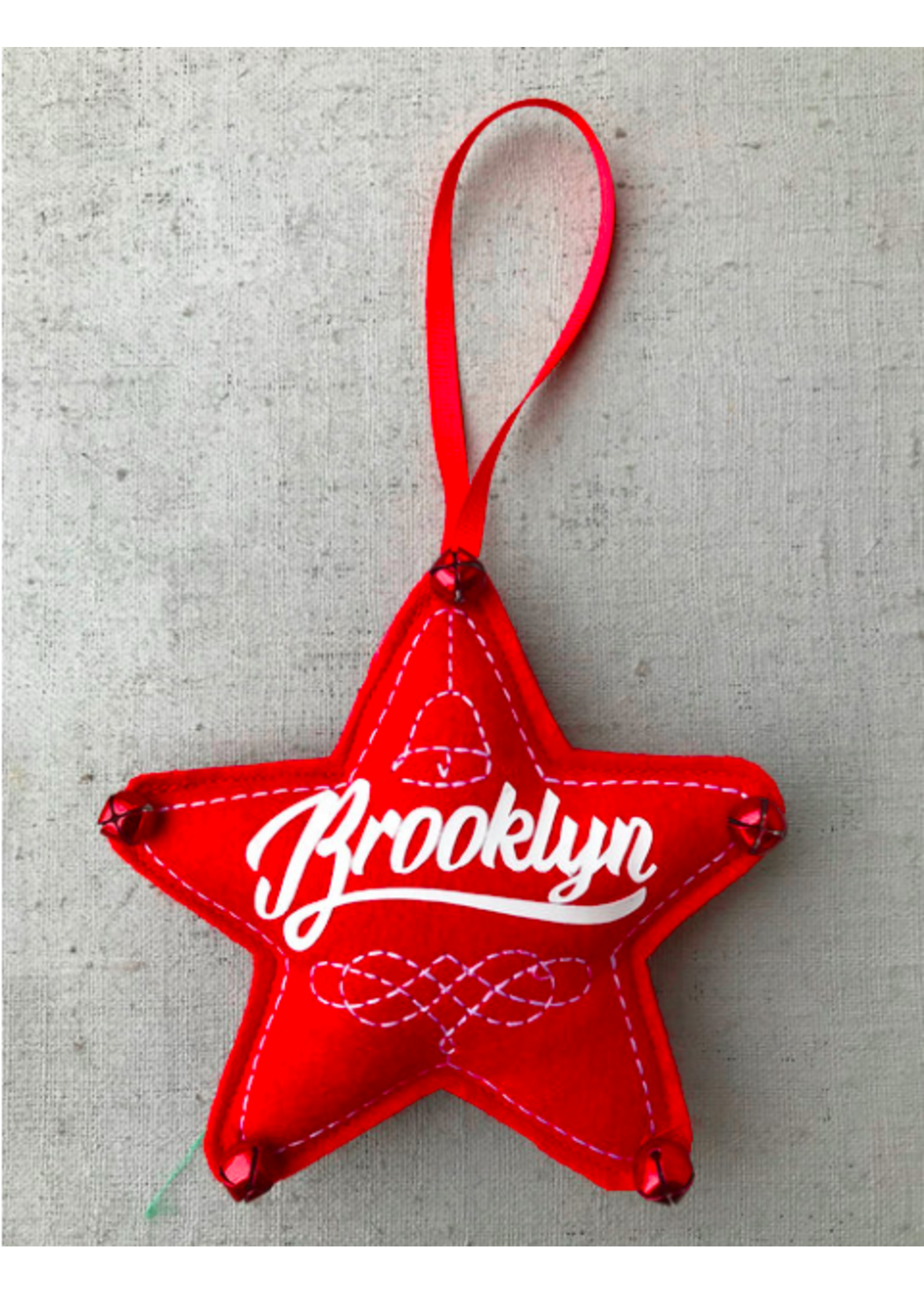 Brooklyn Star Ornament Red Script