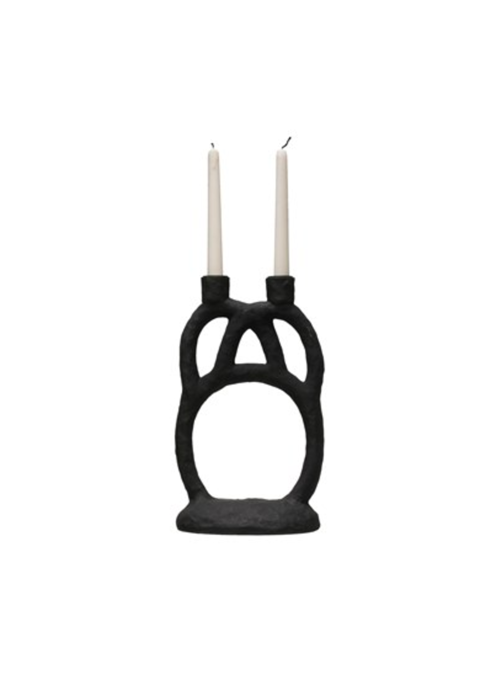 Black Polyresin Candle Holder Double Taper