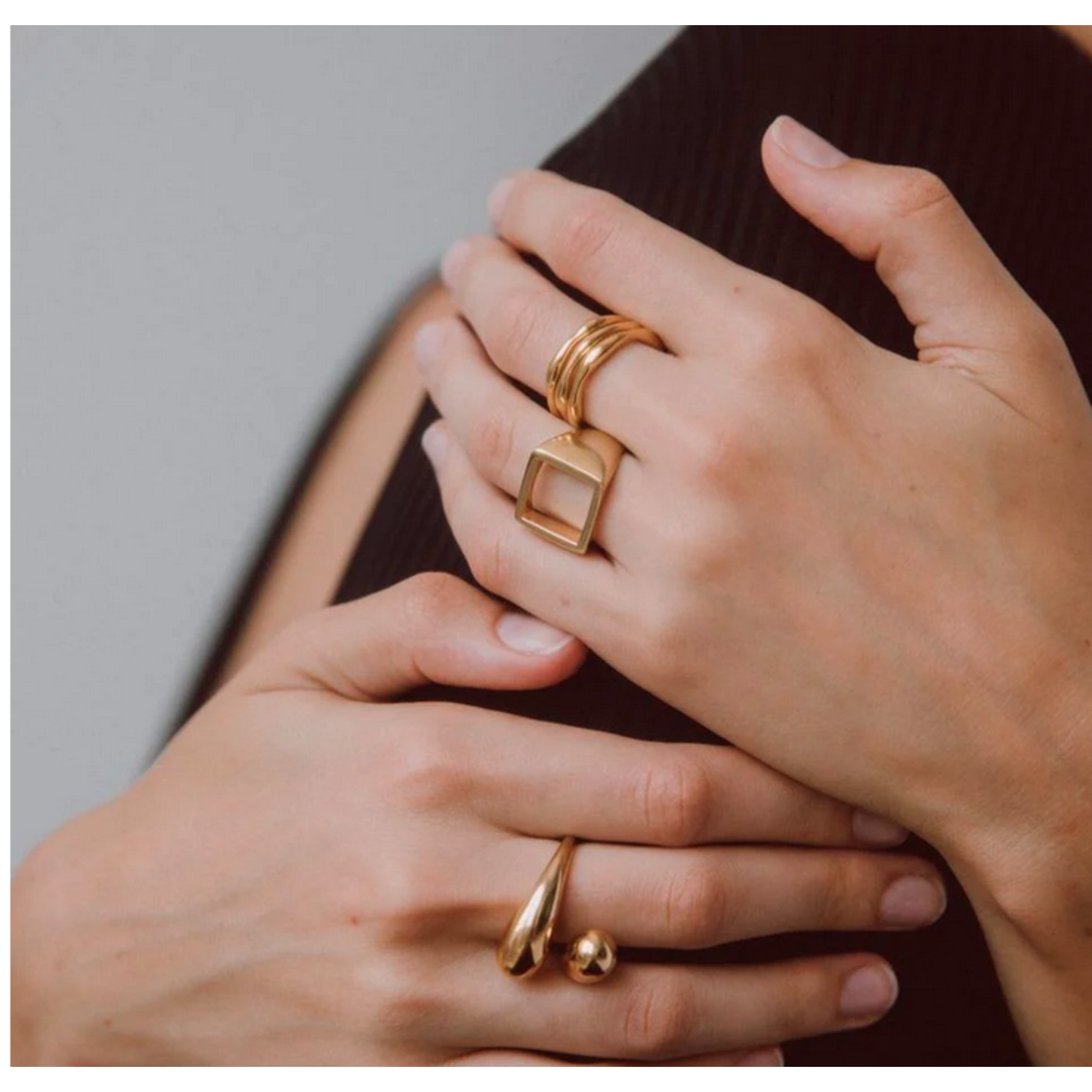 Soko Open Square Statement Ring
