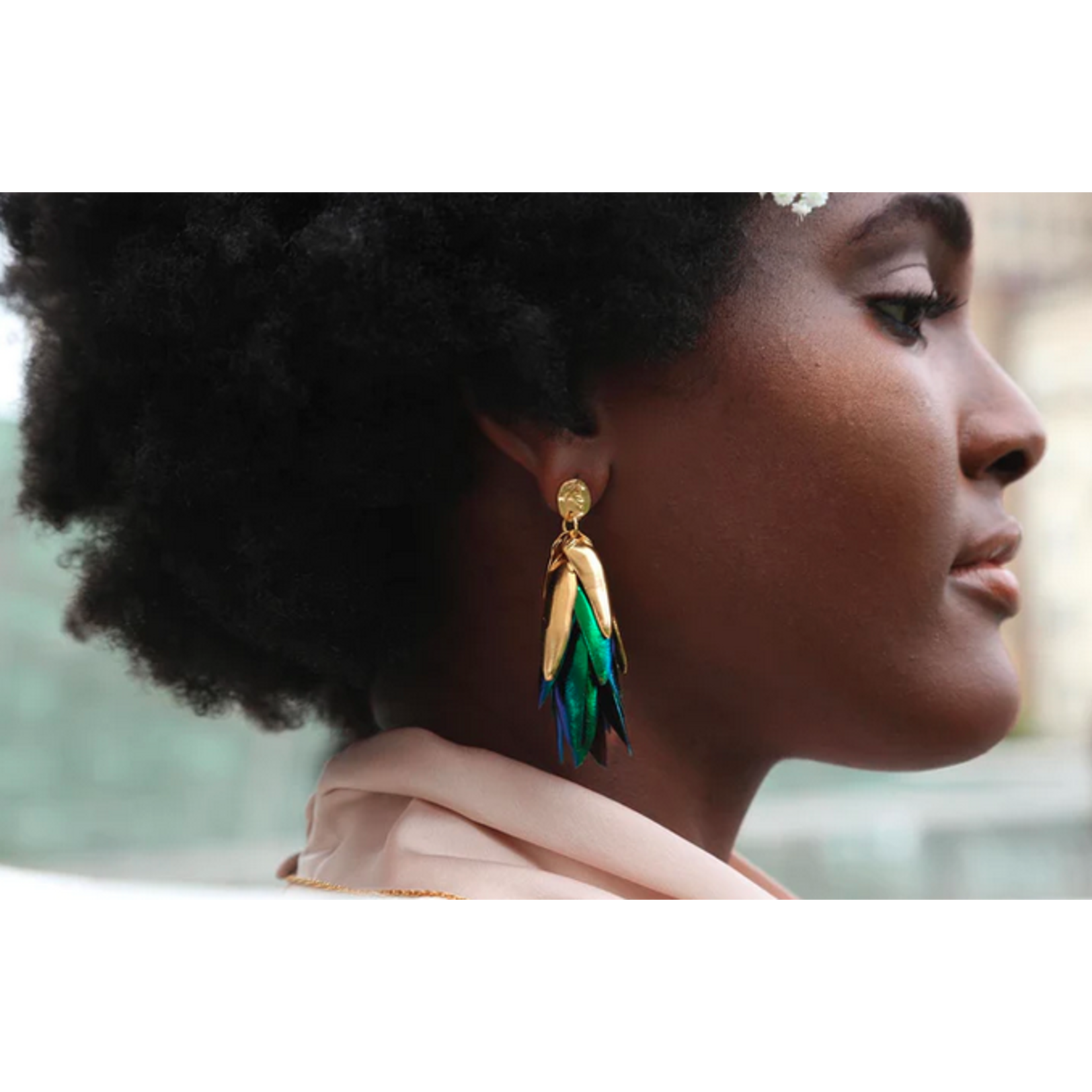 Lingua Nigra Beetle Wing Earrings