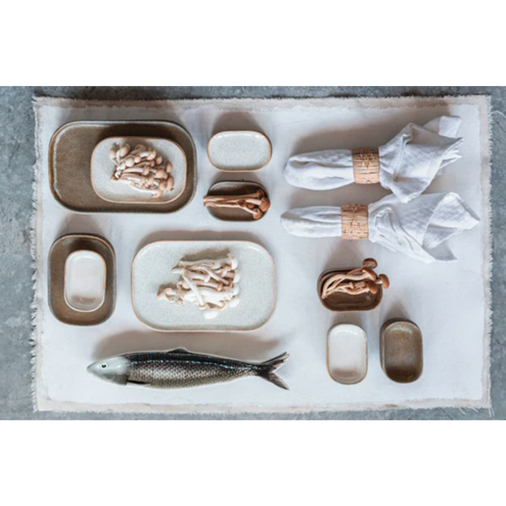 Creative Co-Op Hand Painted Sardine Plate