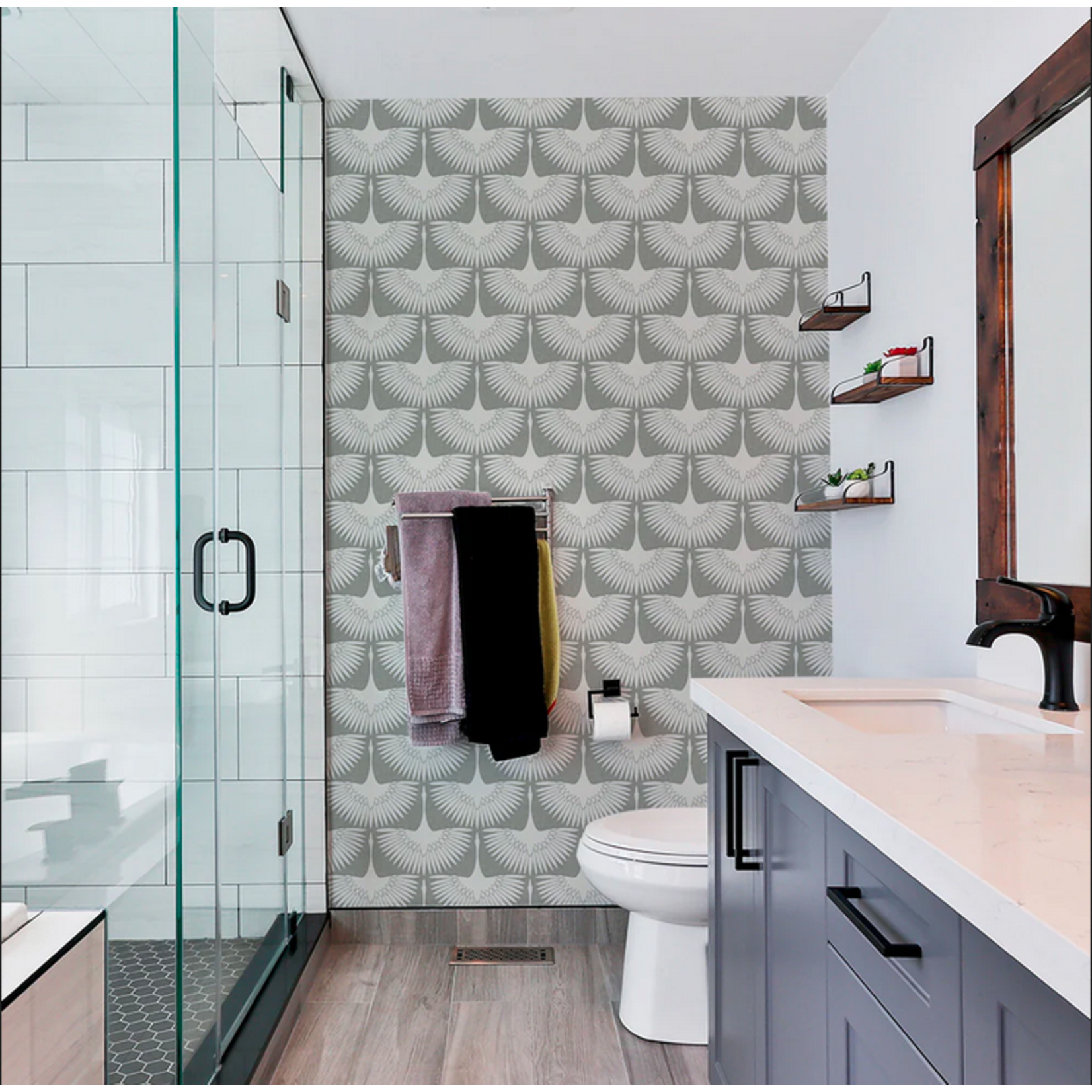 Tempaper Feather Flock Chalk Peel and Stick Wallpaper, 28 sq. ft.