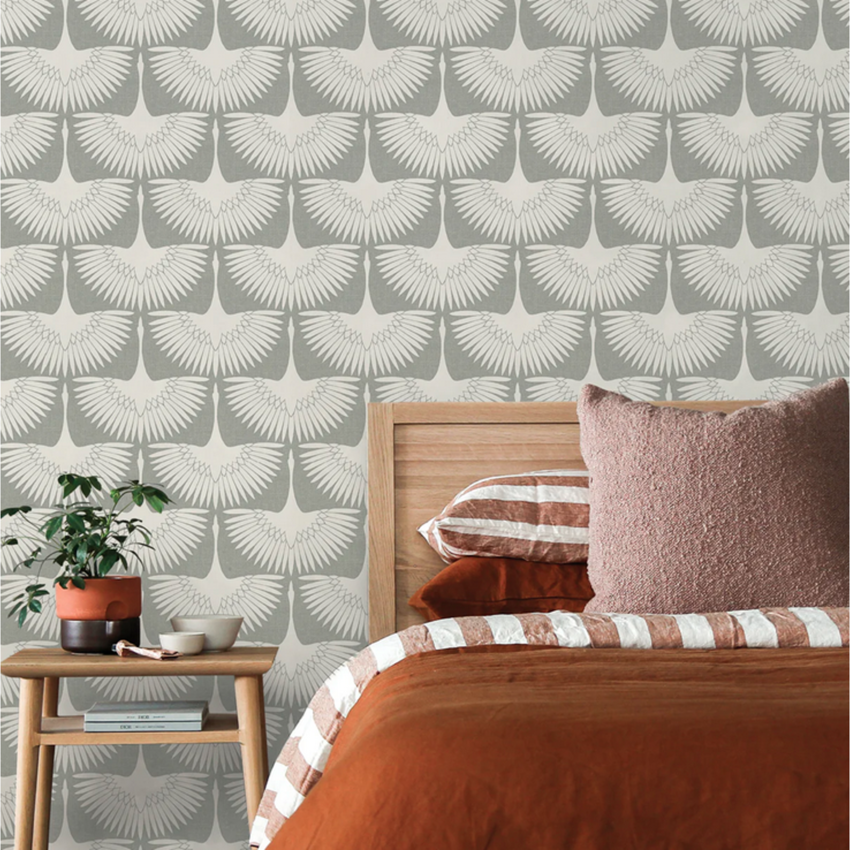 Tempaper Feather Flock Chalk Peel and Stick Wallpaper, 28 sq. ft.