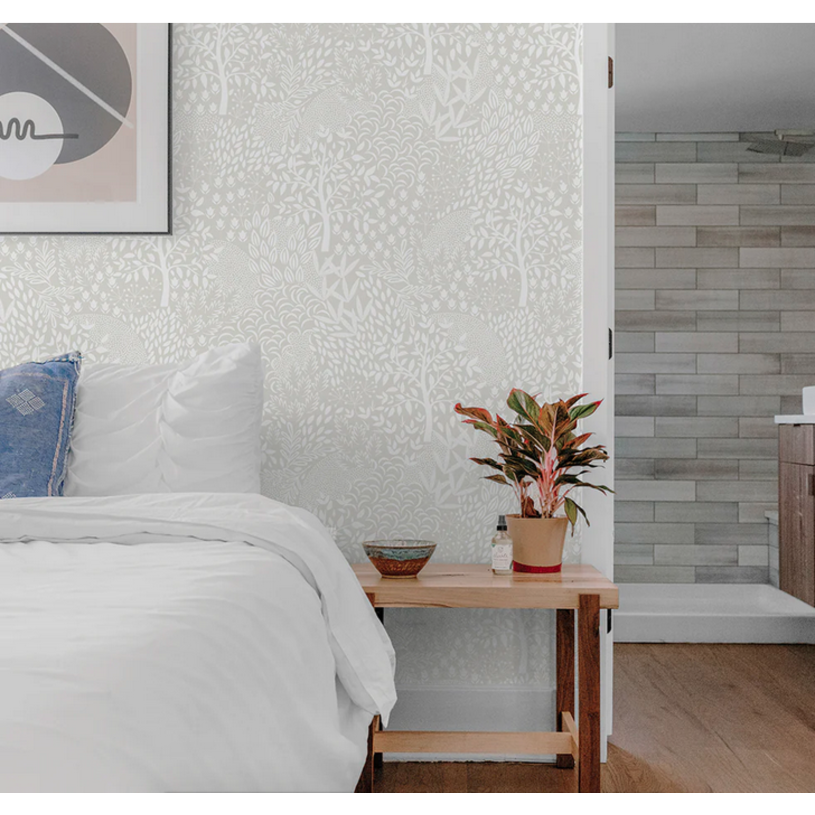 Tempaper Woodland Fantasy White Peel and Stick Wallpaper, 28 sq. ft.
