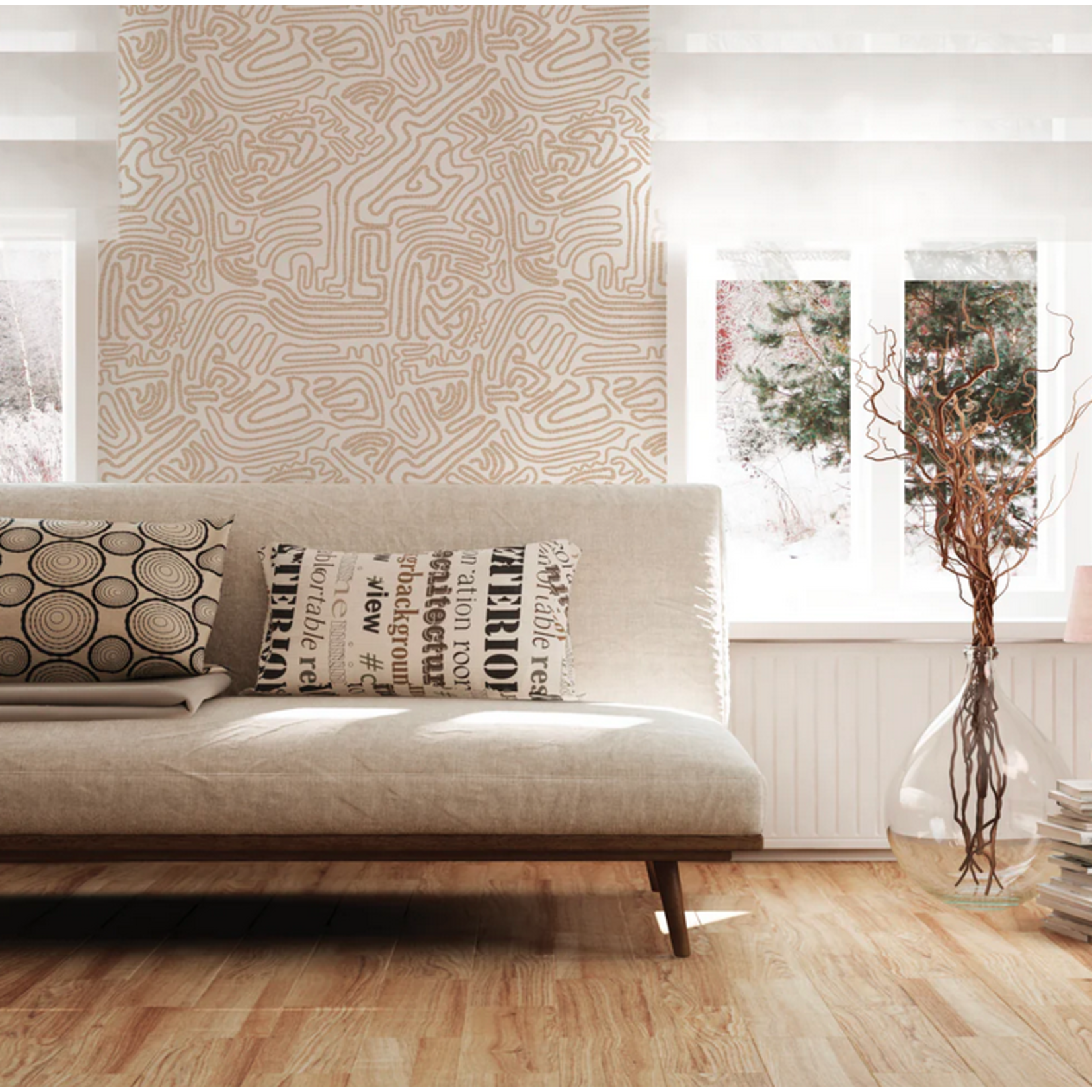 Tempaper Sketch Taupe Peel and Stick Wallpaper, 28 sq. ft.