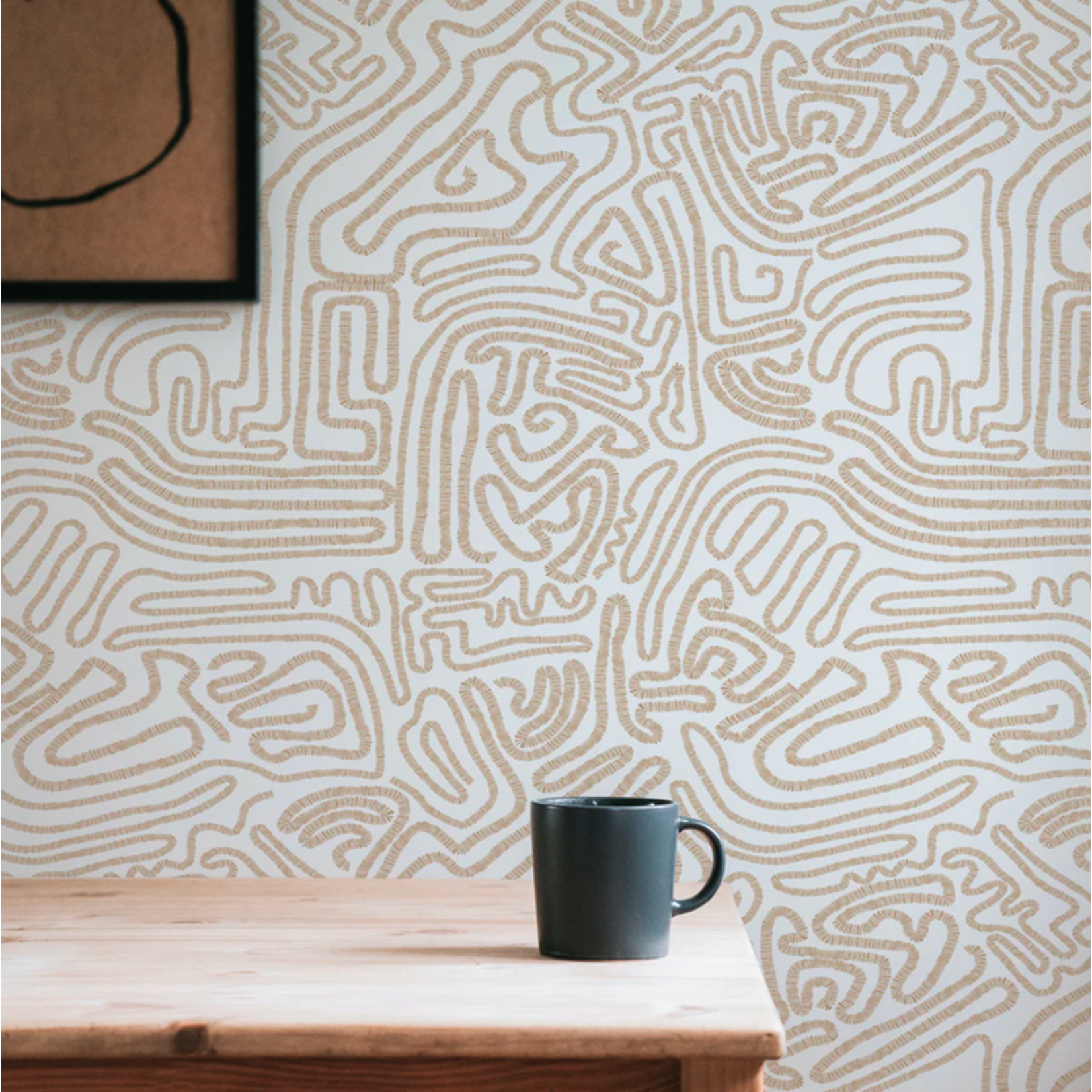 Tempaper Sketch Taupe Peel and Stick Wallpaper, 28 sq. ft.