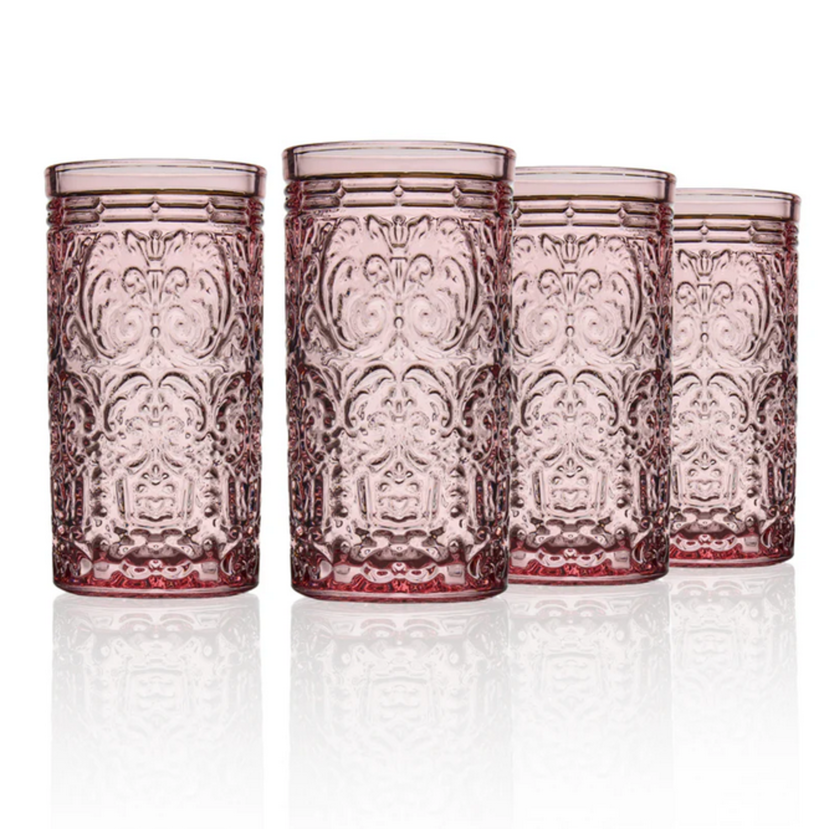 Godinger SET OF 4 Jax Pink Highballs