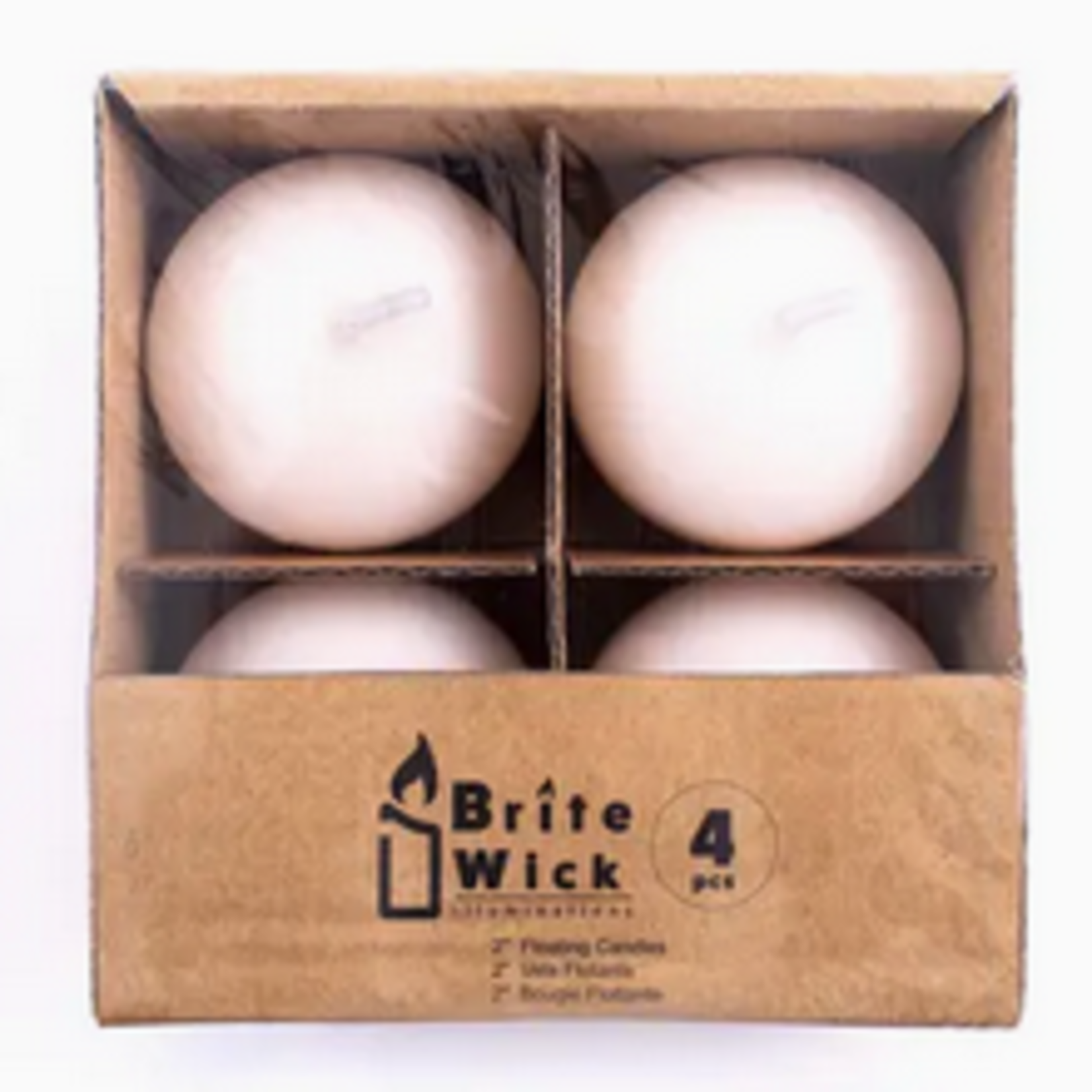 Portofino International 3 Inch Floating Candles- White SET OF 4
