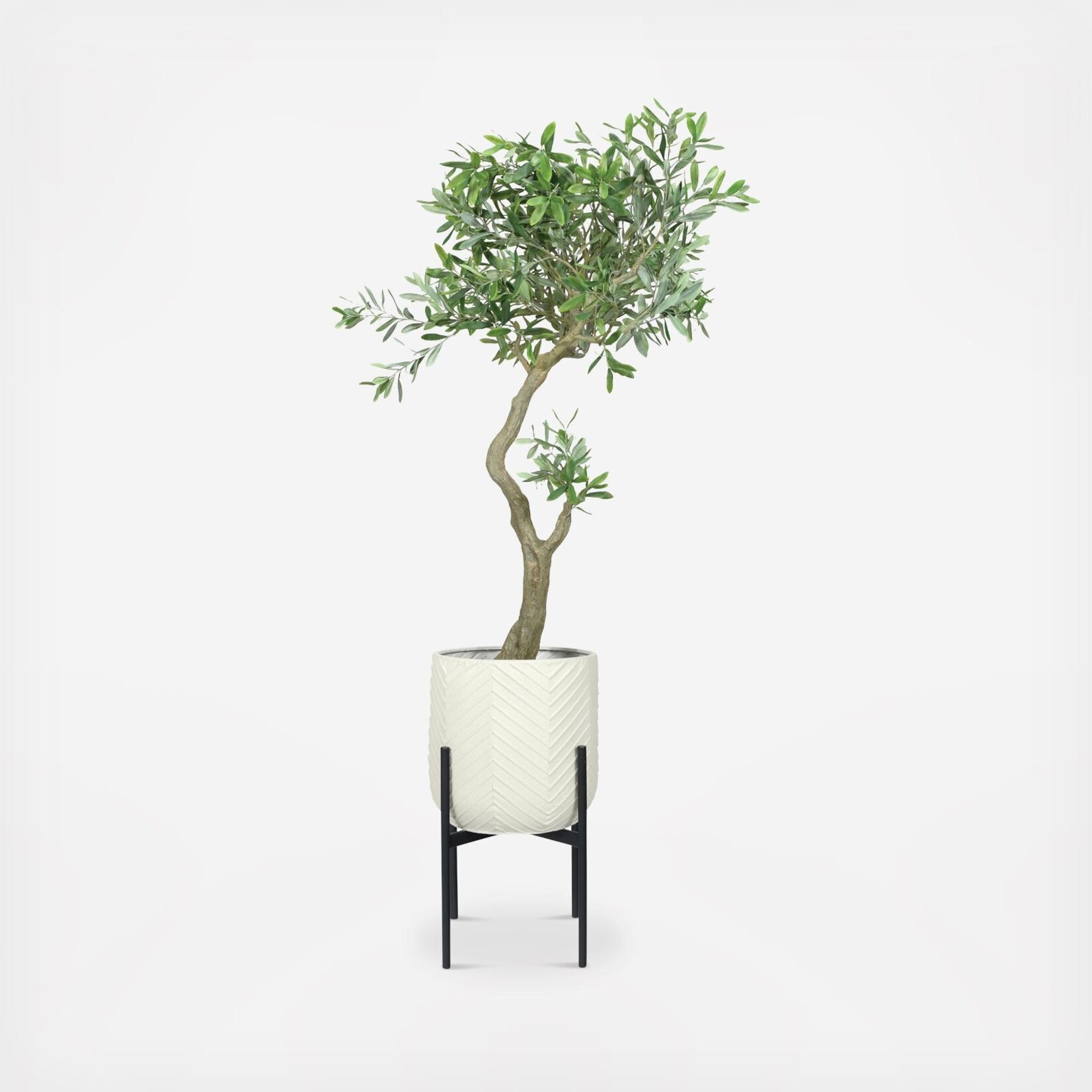 White Chevron Metal Planter